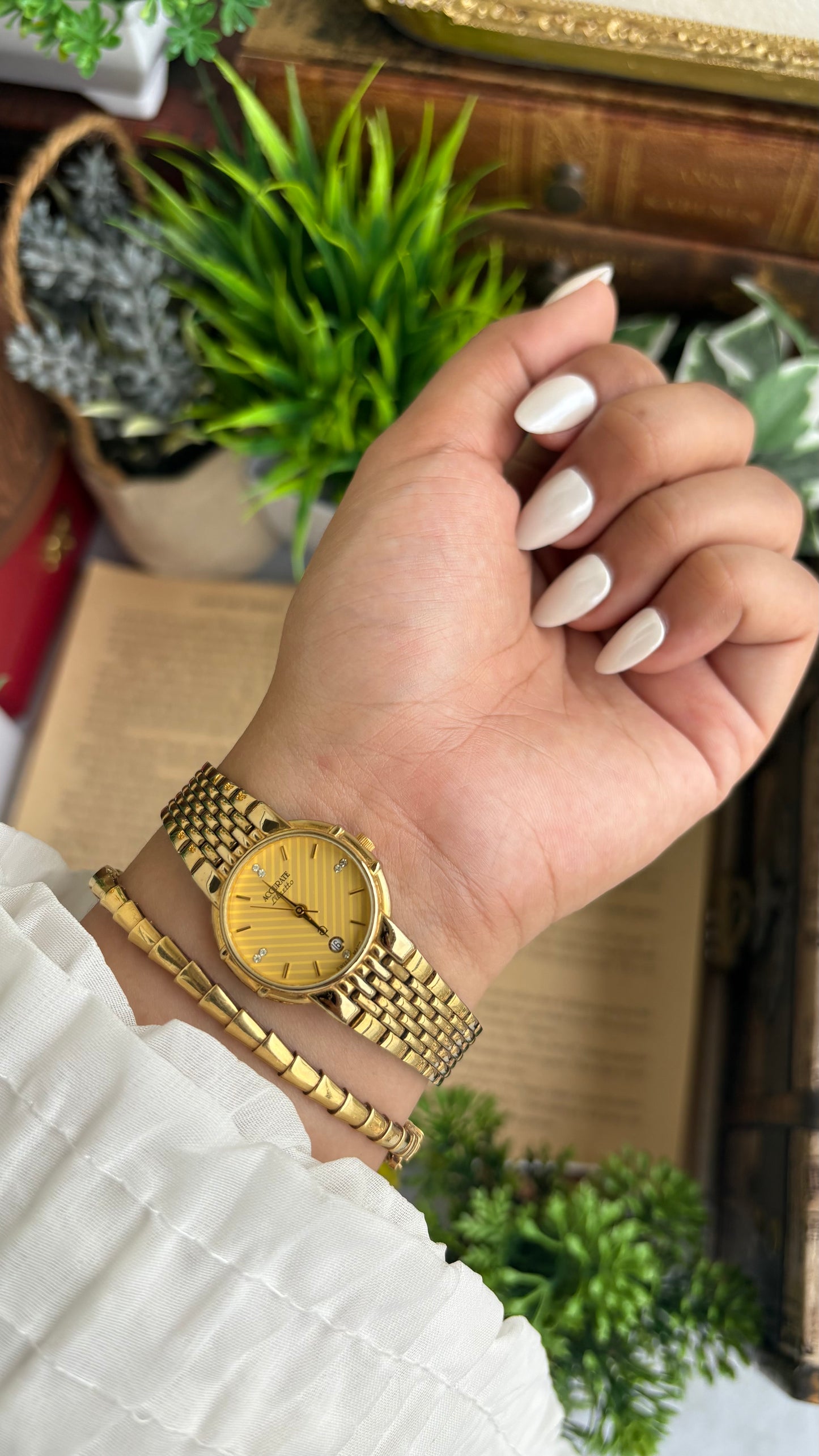 Vintage Accurate Libretto Swiss Watch in Gold Tone with Diamonds