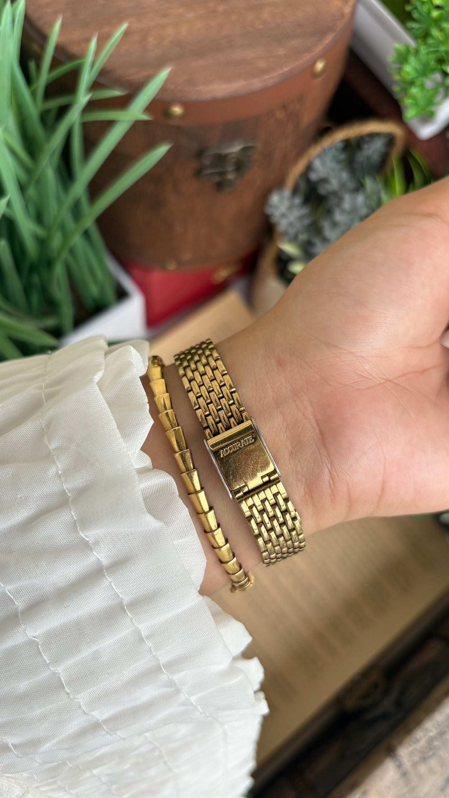 Vintage Accurate Libretto Swiss Watch in Gold Tone with Diamonds