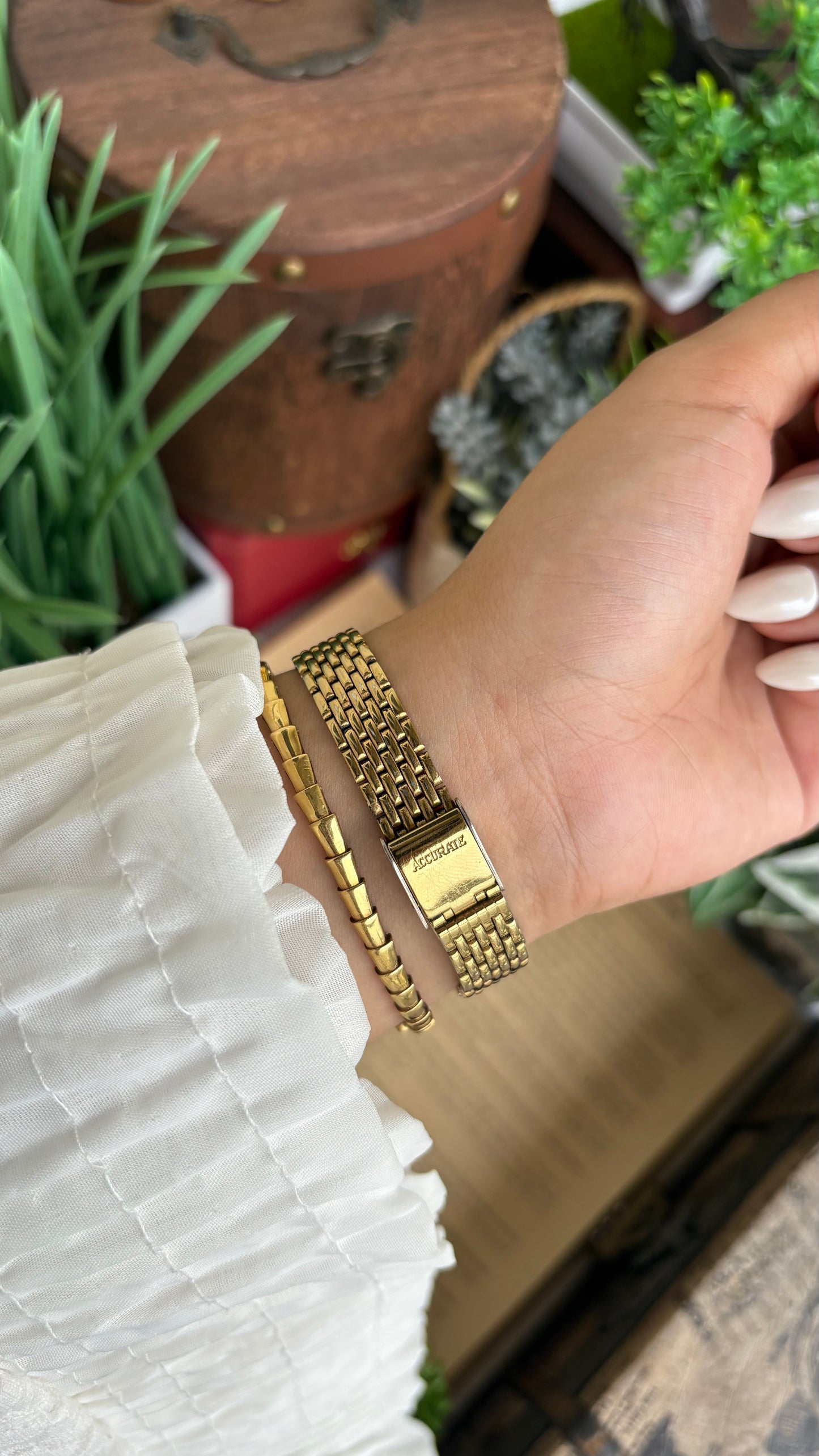 Vintage Accurate Libretto Swiss Watch in Gold Tone with Diamonds