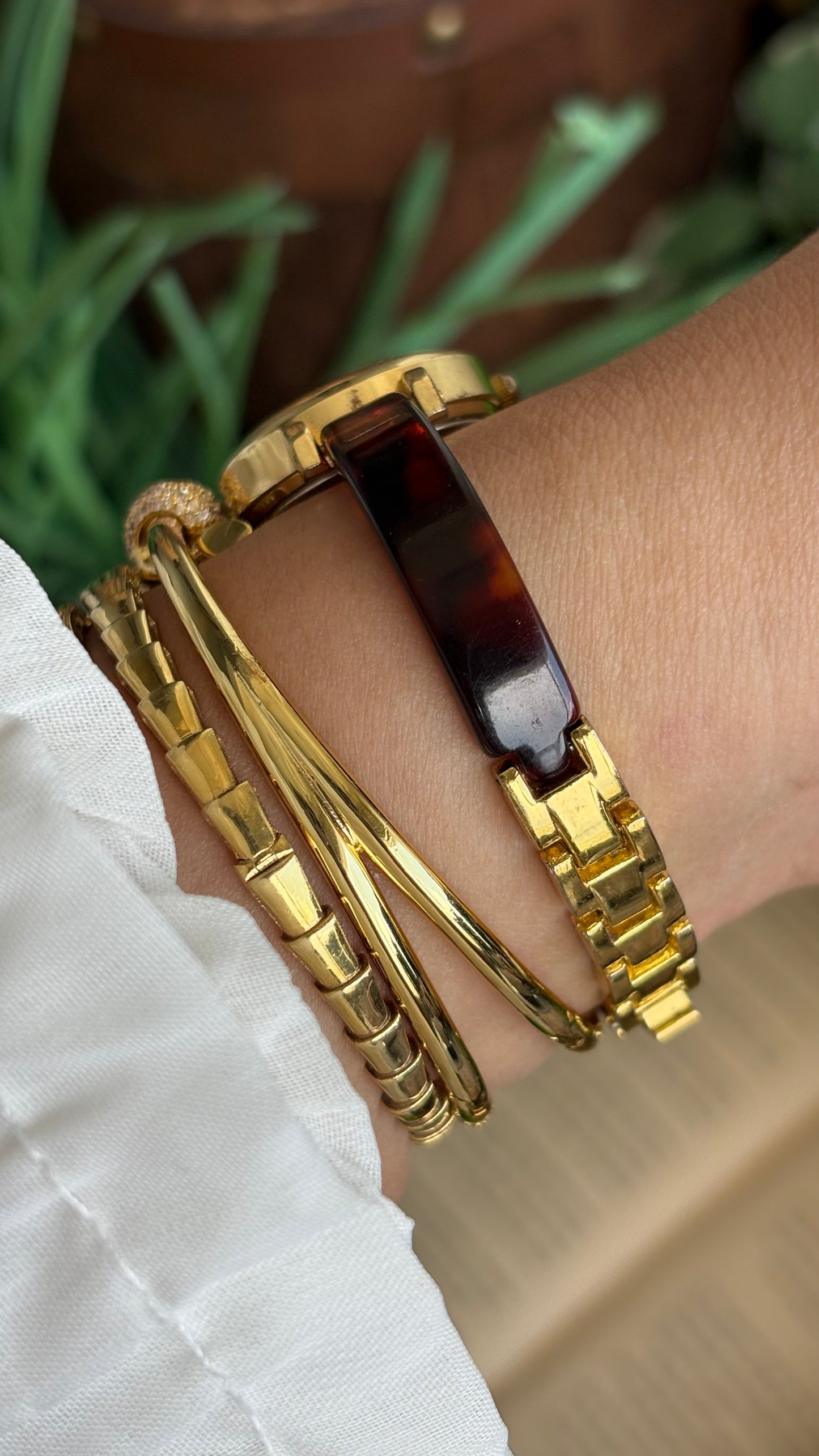 Vintage Novella Tortoise Watch in Gold Tone