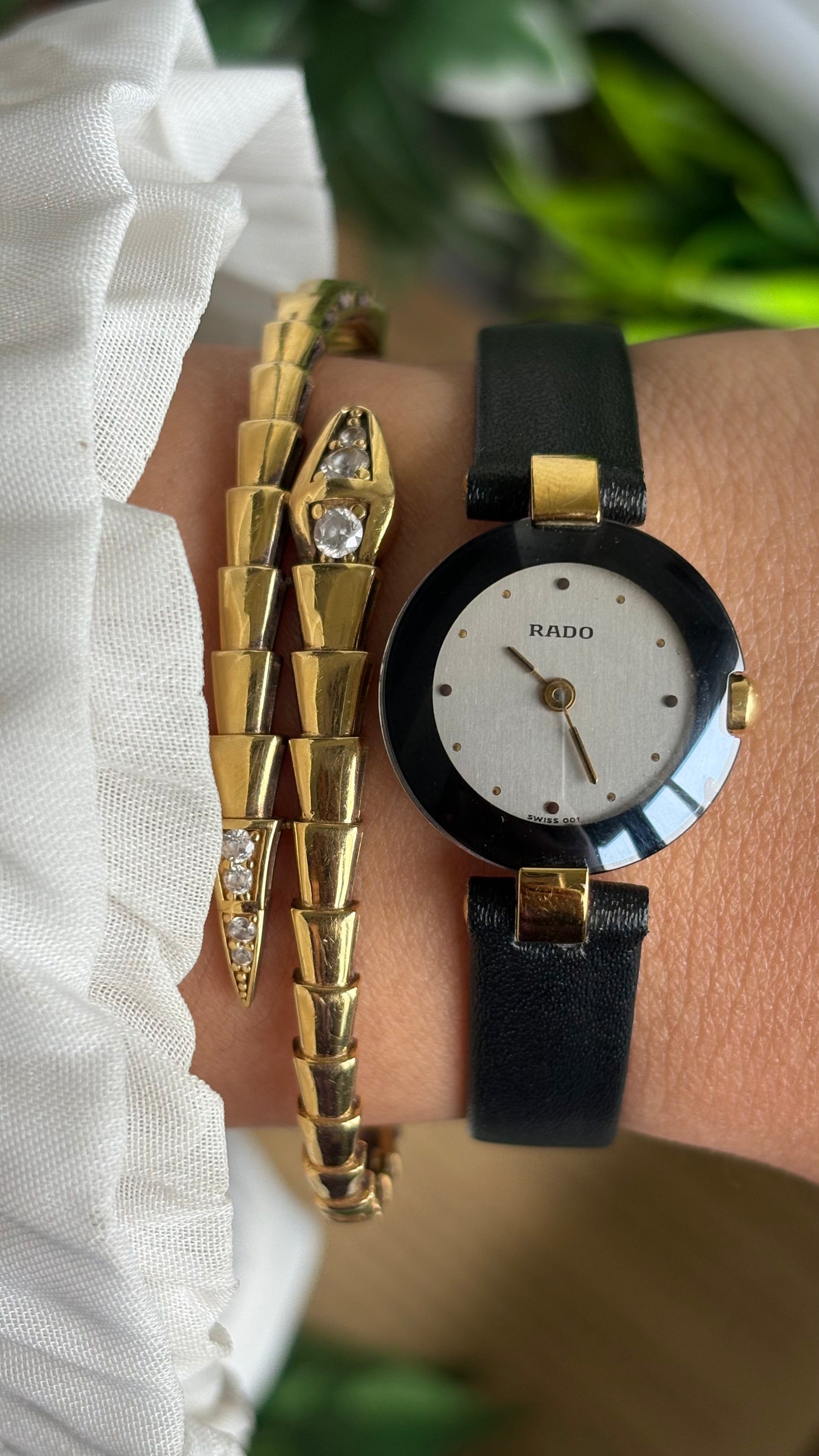 Vintage RADO Swiss Watch in Black Leather Strap