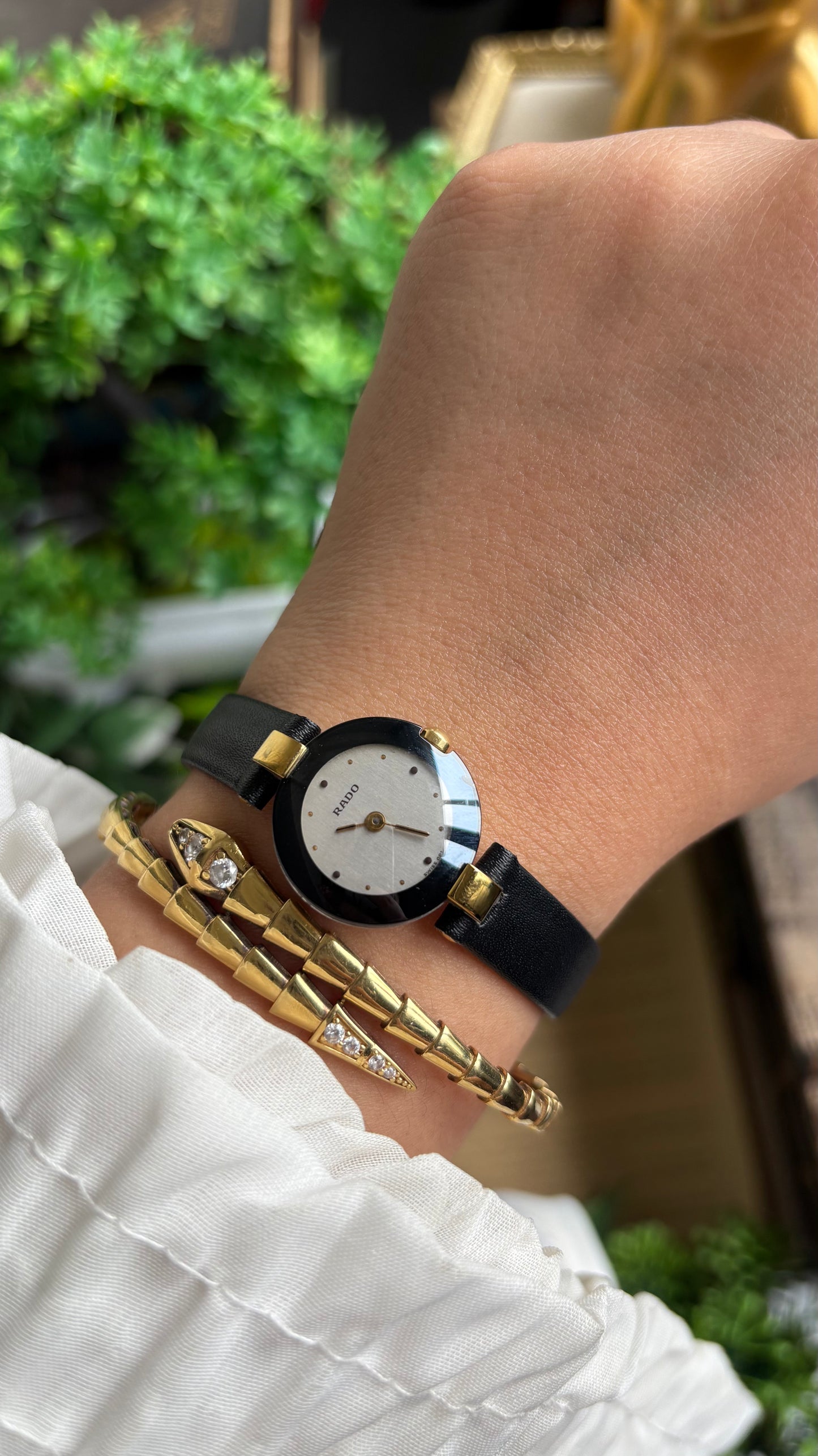 Vintage RADO Swiss Watch in Black Leather Strap