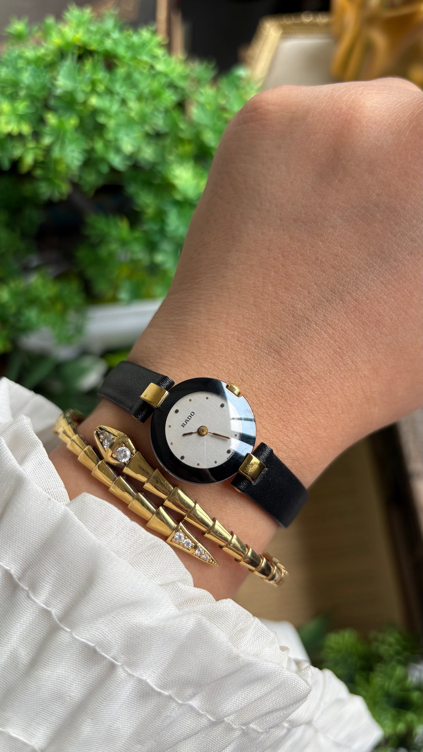 Vintage RADO Swiss Watch in Black Leather Strap