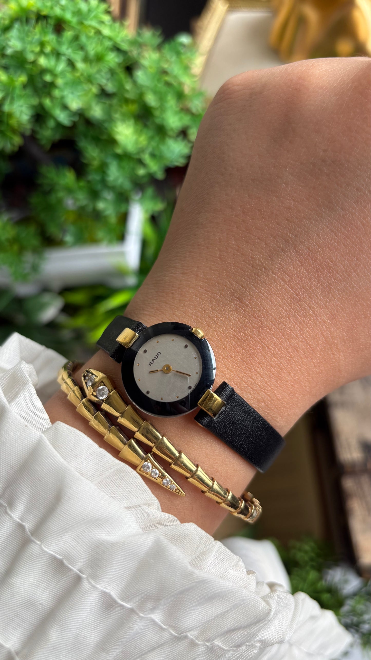 Vintage RADO Swiss Watch in Black Leather Strap