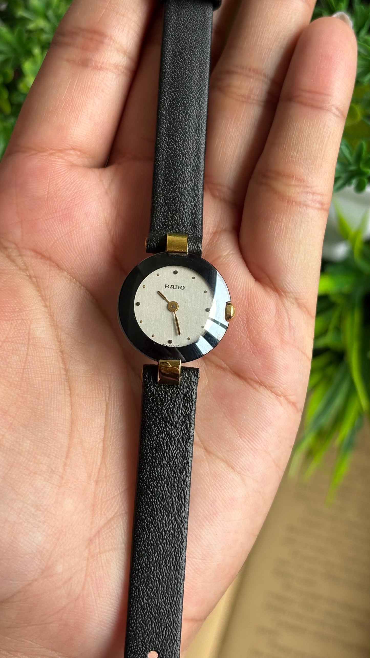 Vintage RADO Swiss Watch in Black Leather Strap