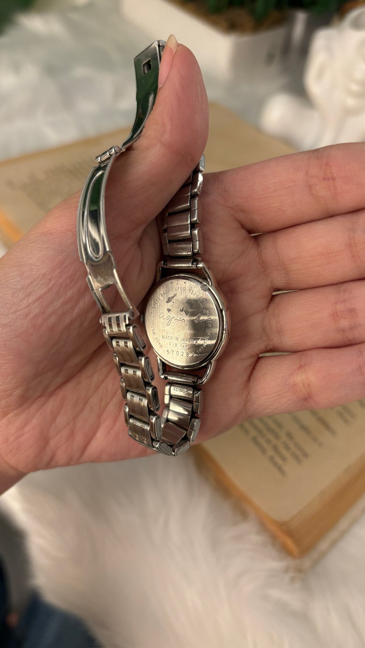Rare Vintage Agnes B. Logo Hands Watch in Silver Tone Quartz