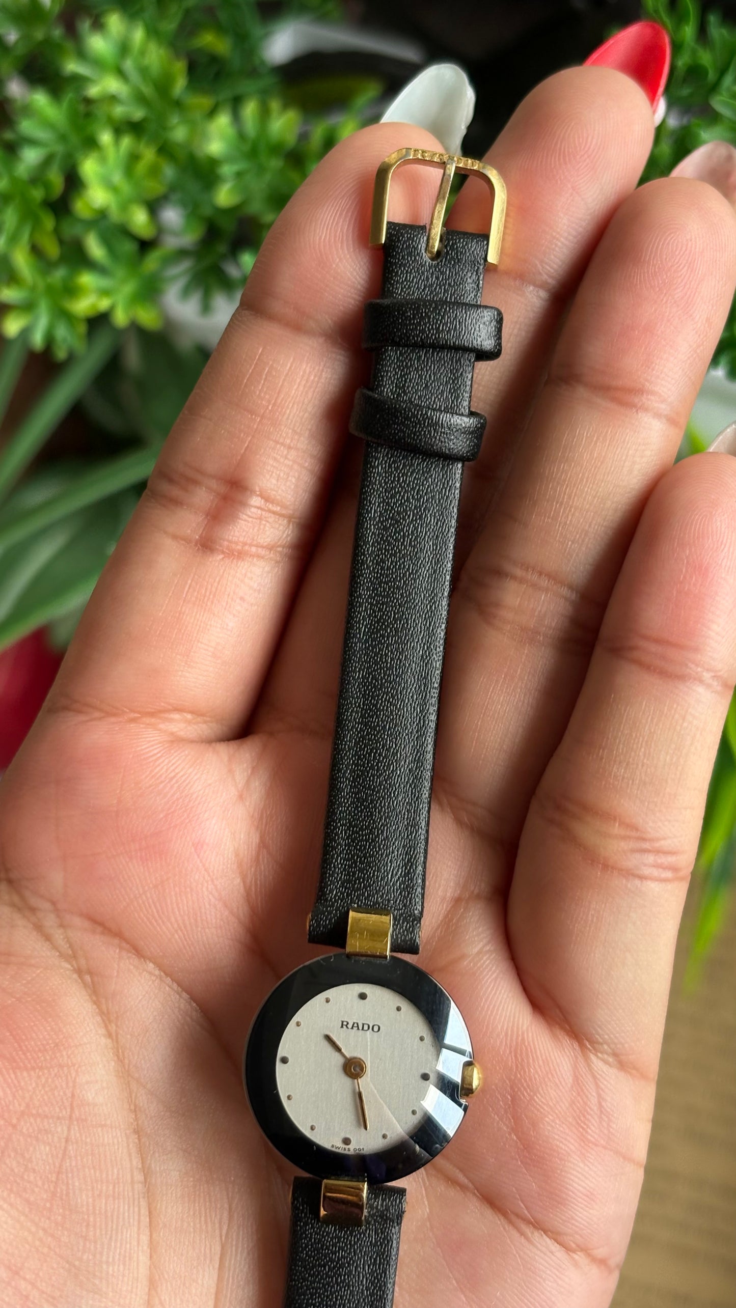 Vintage RADO Swiss Watch in Black Leather Strap