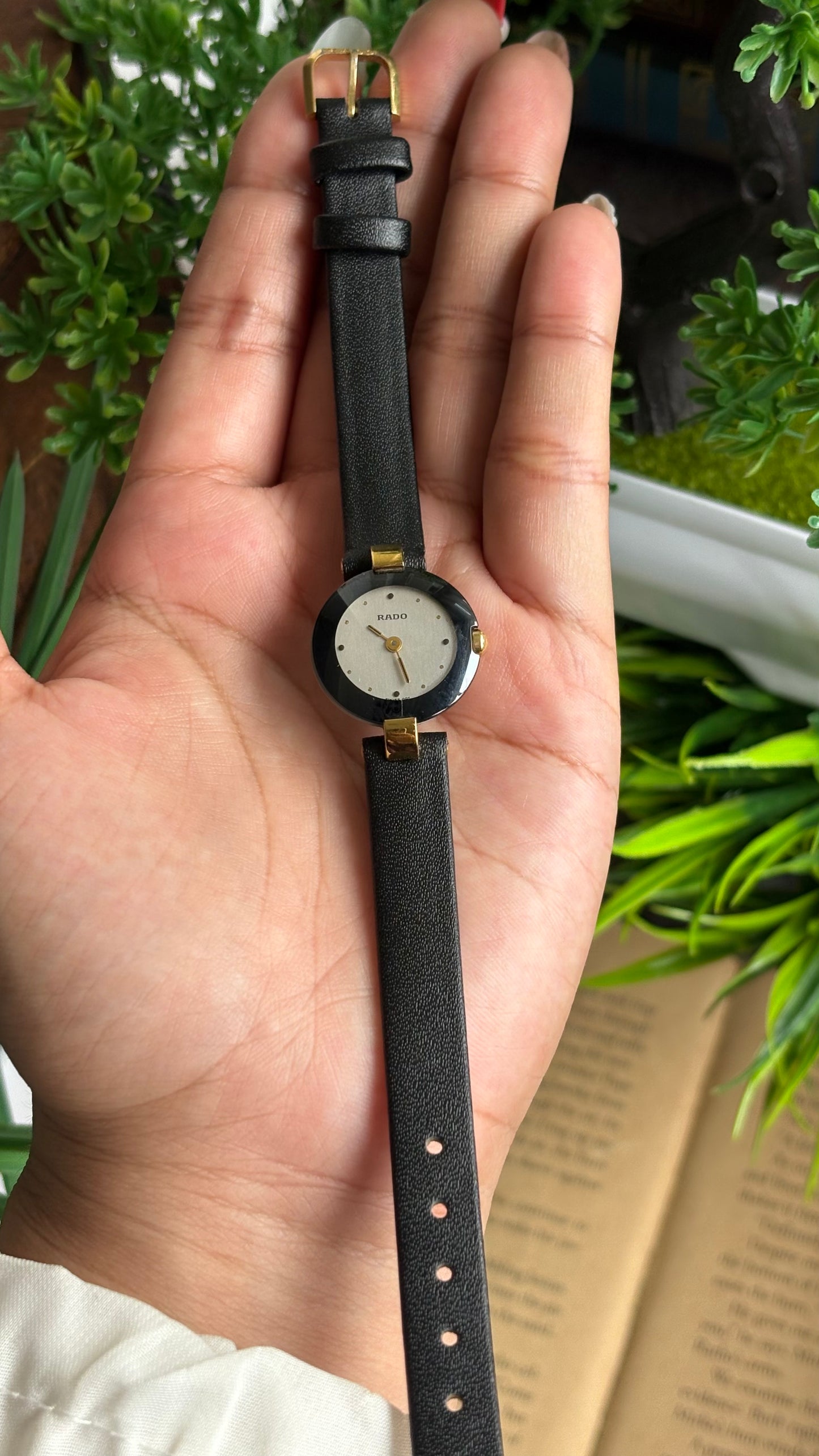 Vintage RADO Swiss Watch in Black Leather Strap