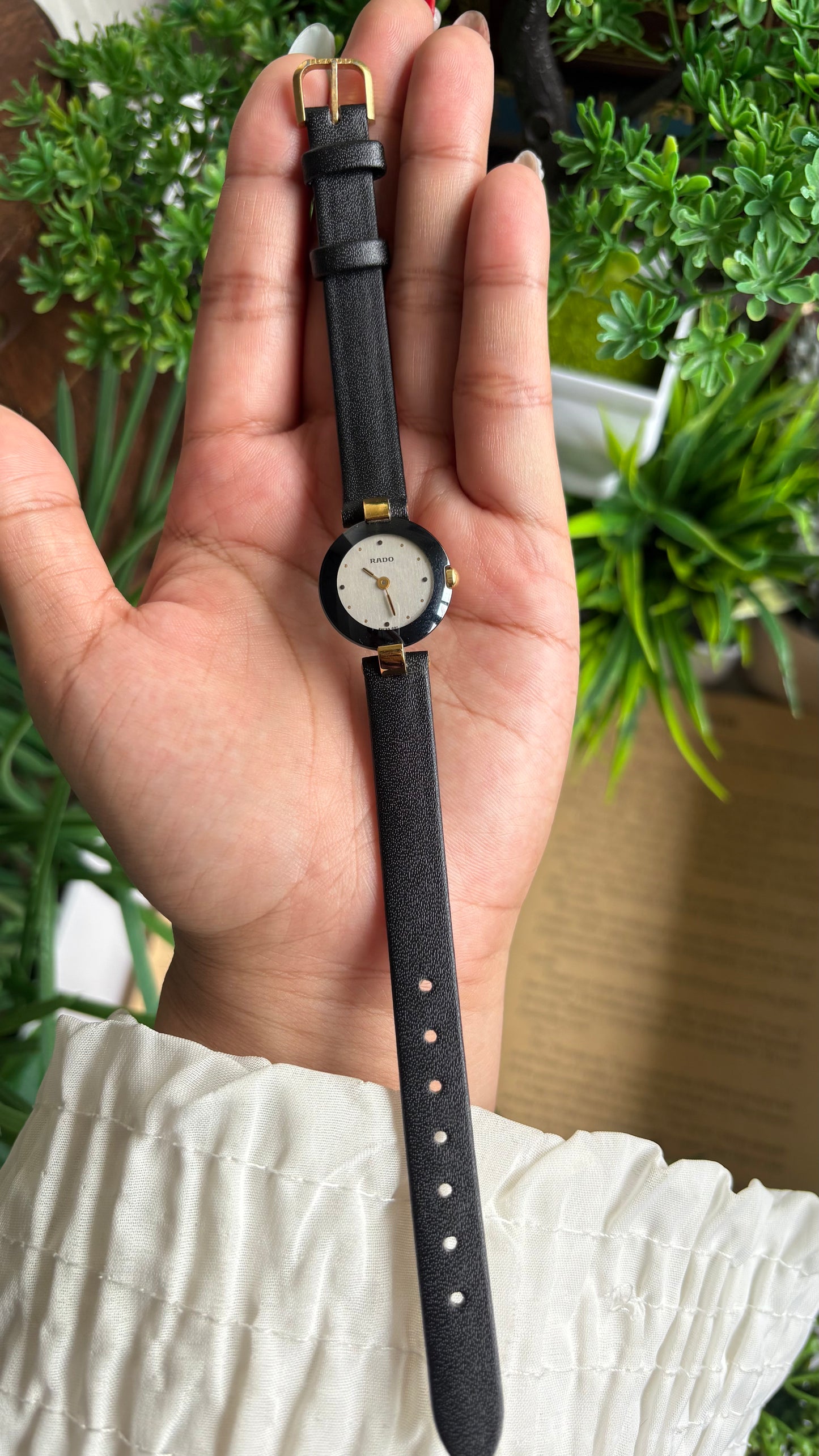 Vintage RADO Swiss Watch in Black Leather Strap