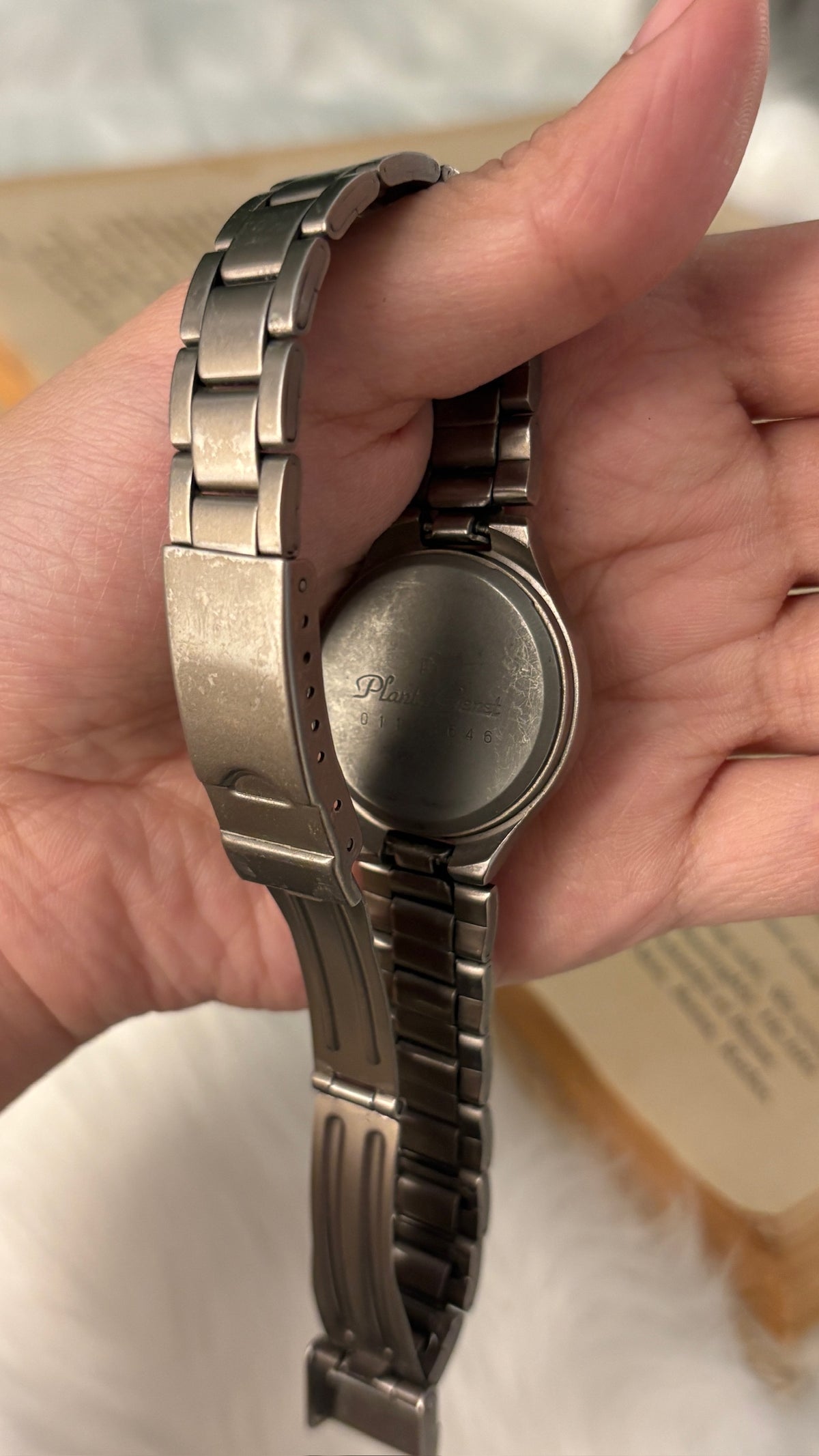 Vintage Planta Genet Diamonds Date Window Watch in Silver Tone Quartz