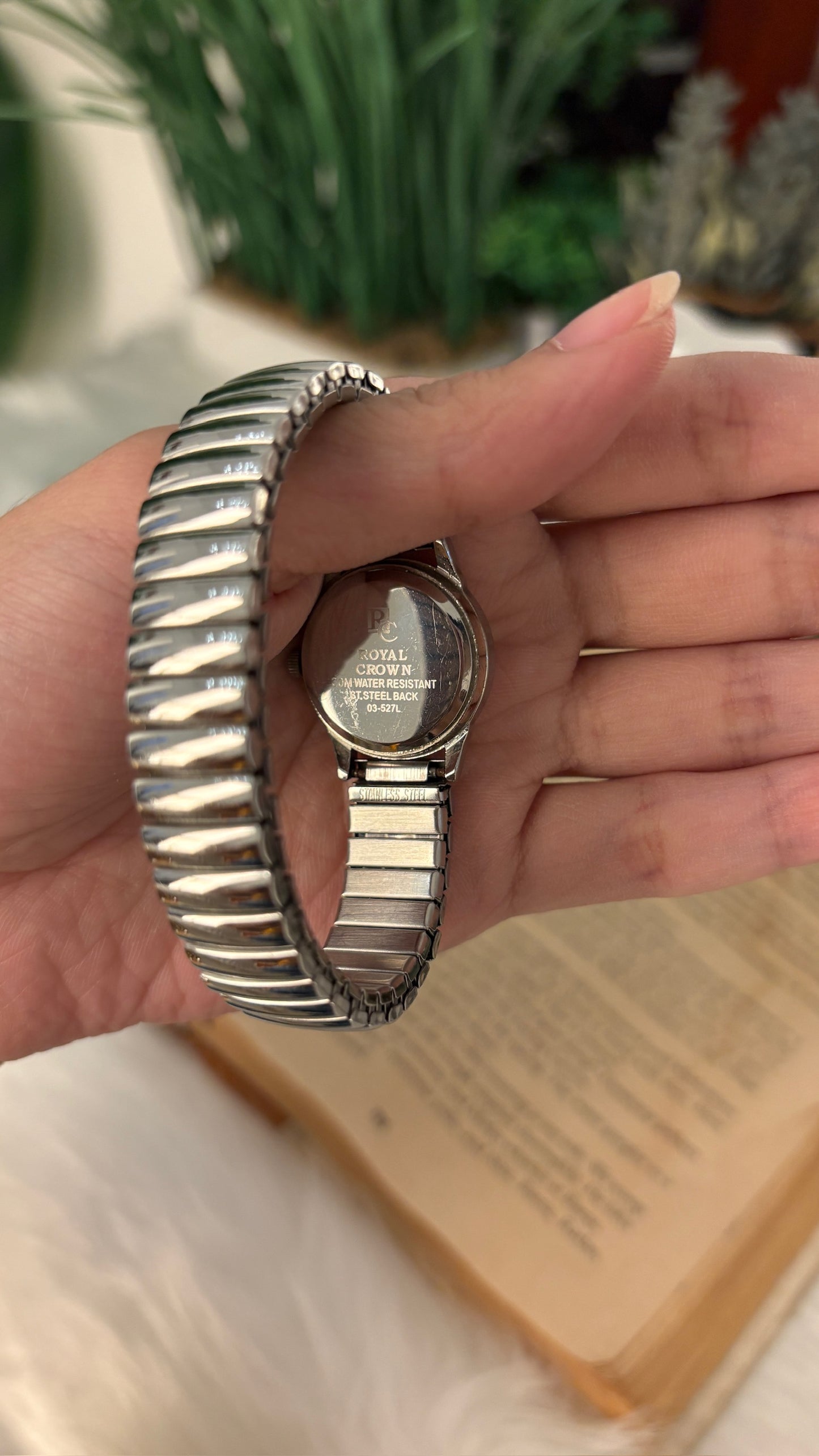 Vintage Royal Crown Expandable Watch in Silver Tone Quartz