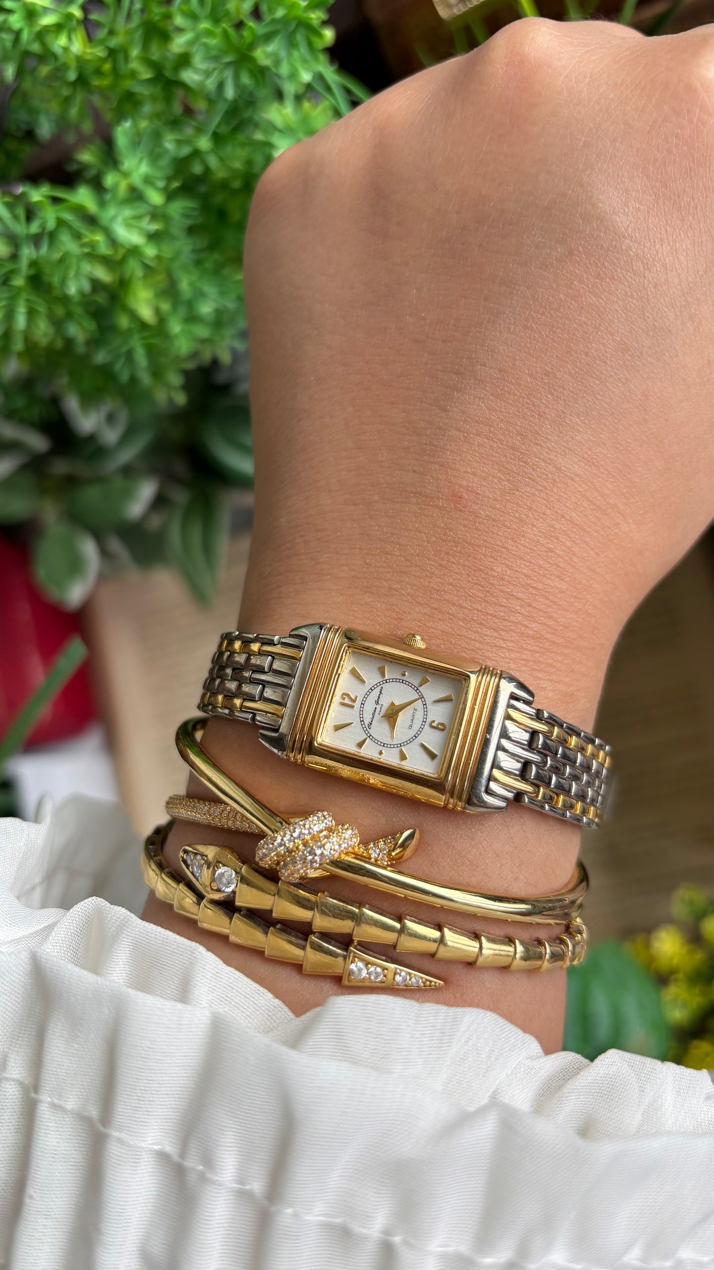 Vintage Christian Georges Paris Watch in Two-Tone Unique Design