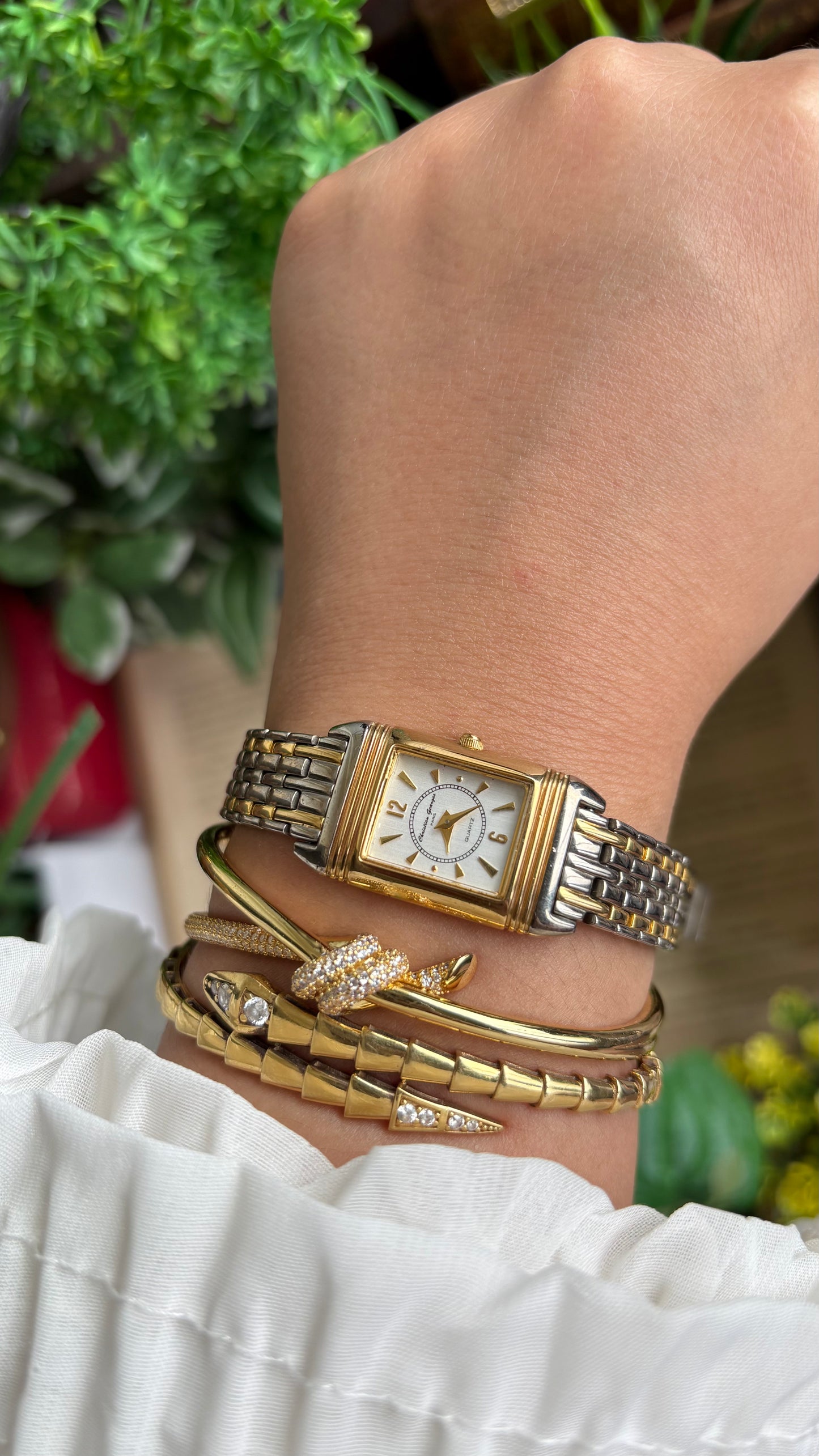 Vintage Christian Georges Paris Watch in Two-Tone Unique Design