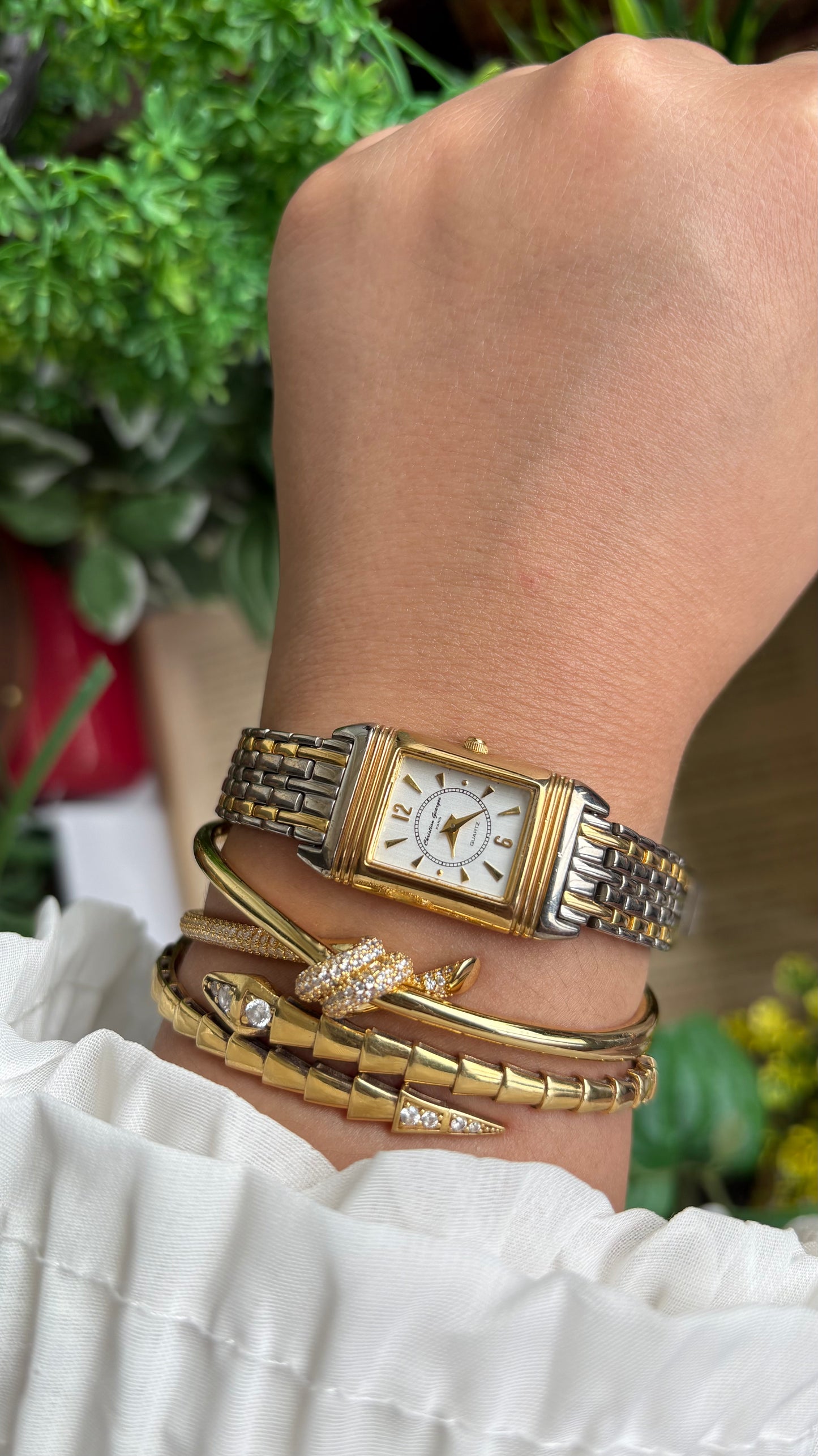 Vintage Christian Georges Paris Watch in Two-Tone Unique Design