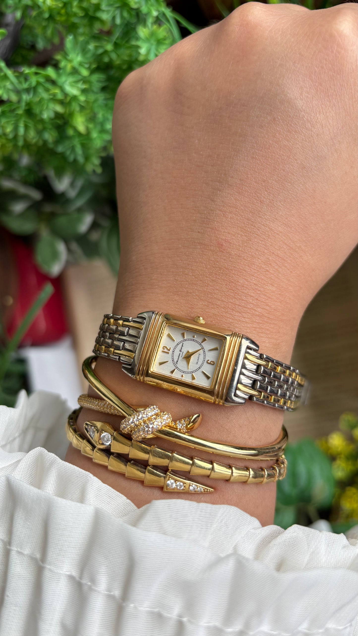 Vintage Christian Georges Paris Watch in Two-Tone Unique Design