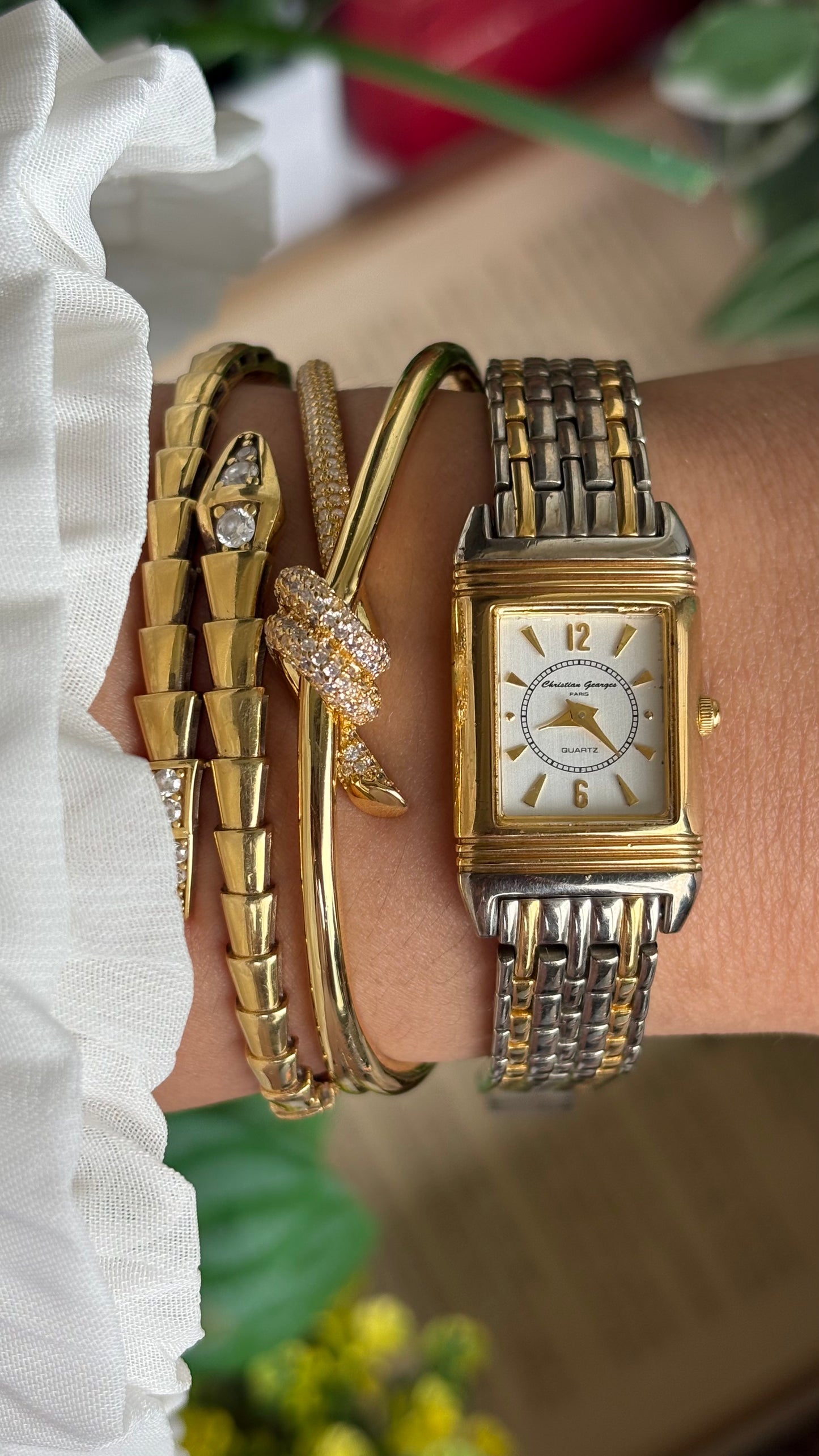 Vintage Christian Georges Paris Watch in Two-Tone Unique Design