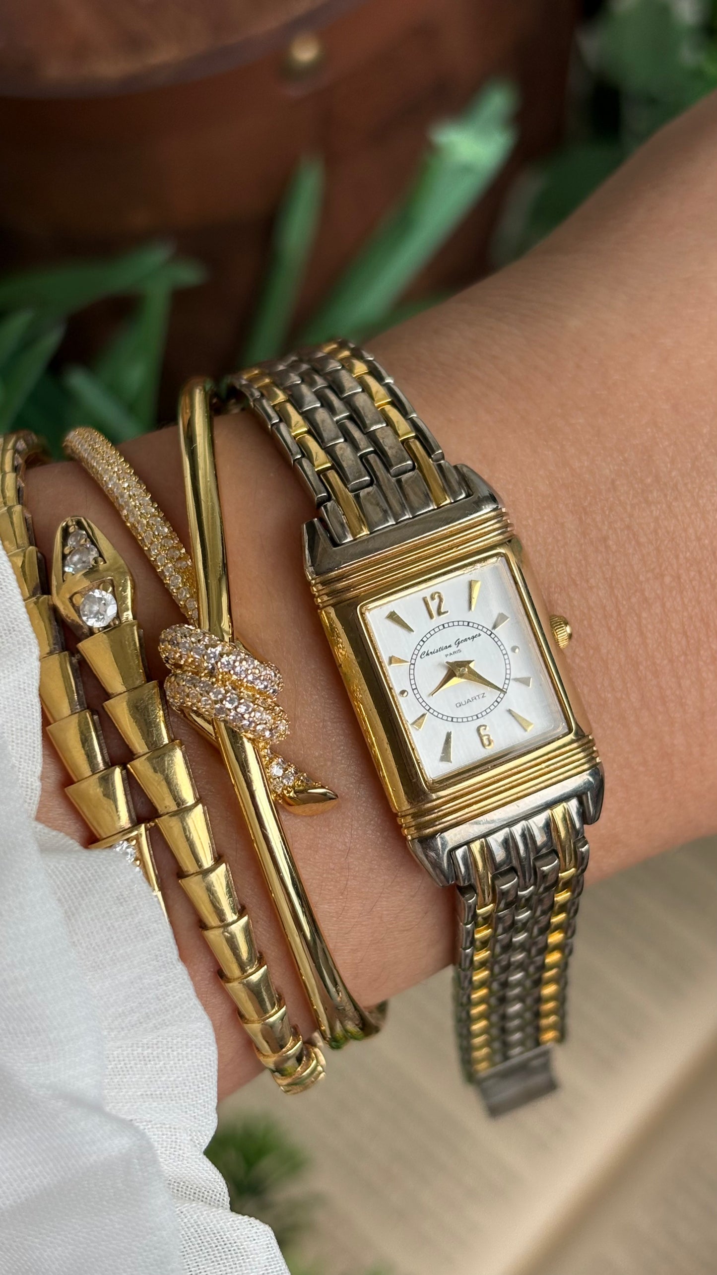 Vintage Christian Georges Paris Watch in Two-Tone Unique Design