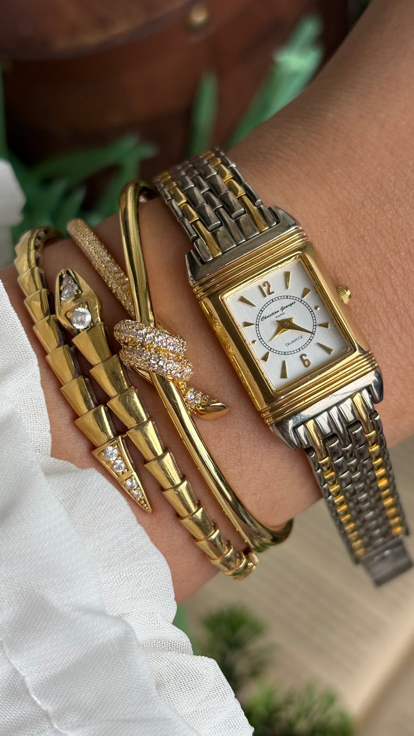 Vintage Christian Georges Paris Watch in Two-Tone Unique Design