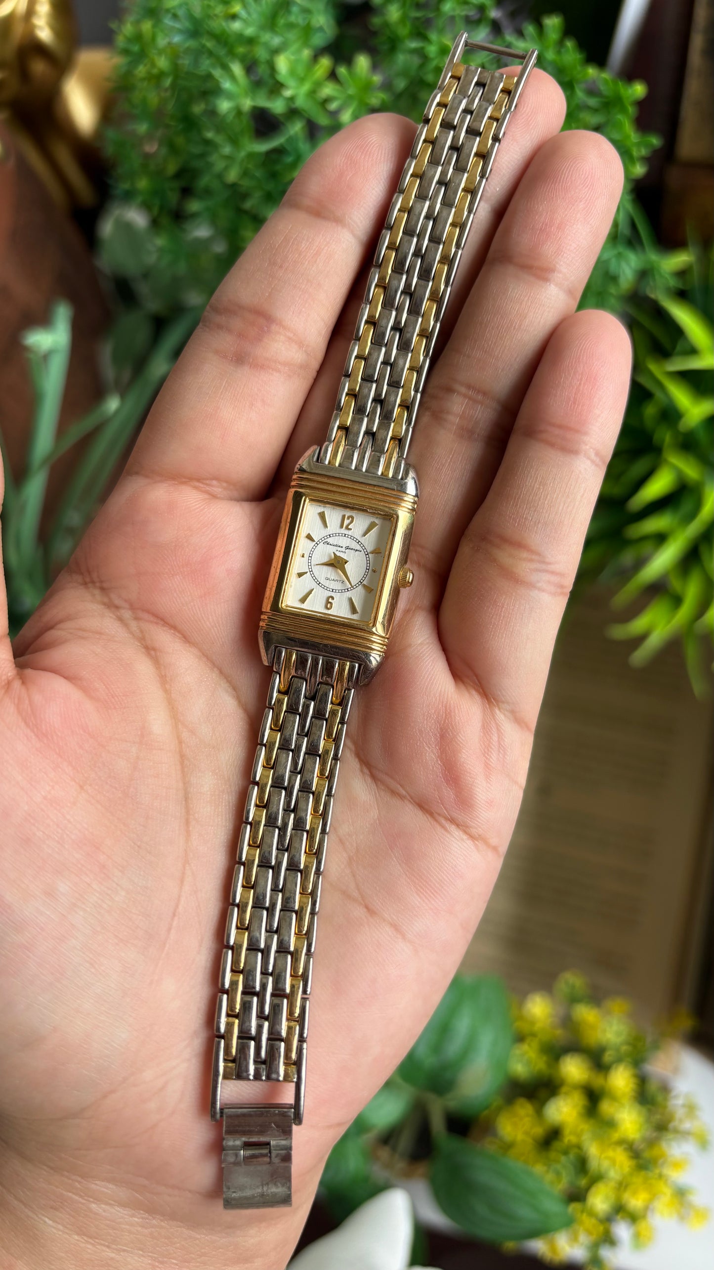Vintage Christian Georges Paris Watch in Two-Tone Unique Design