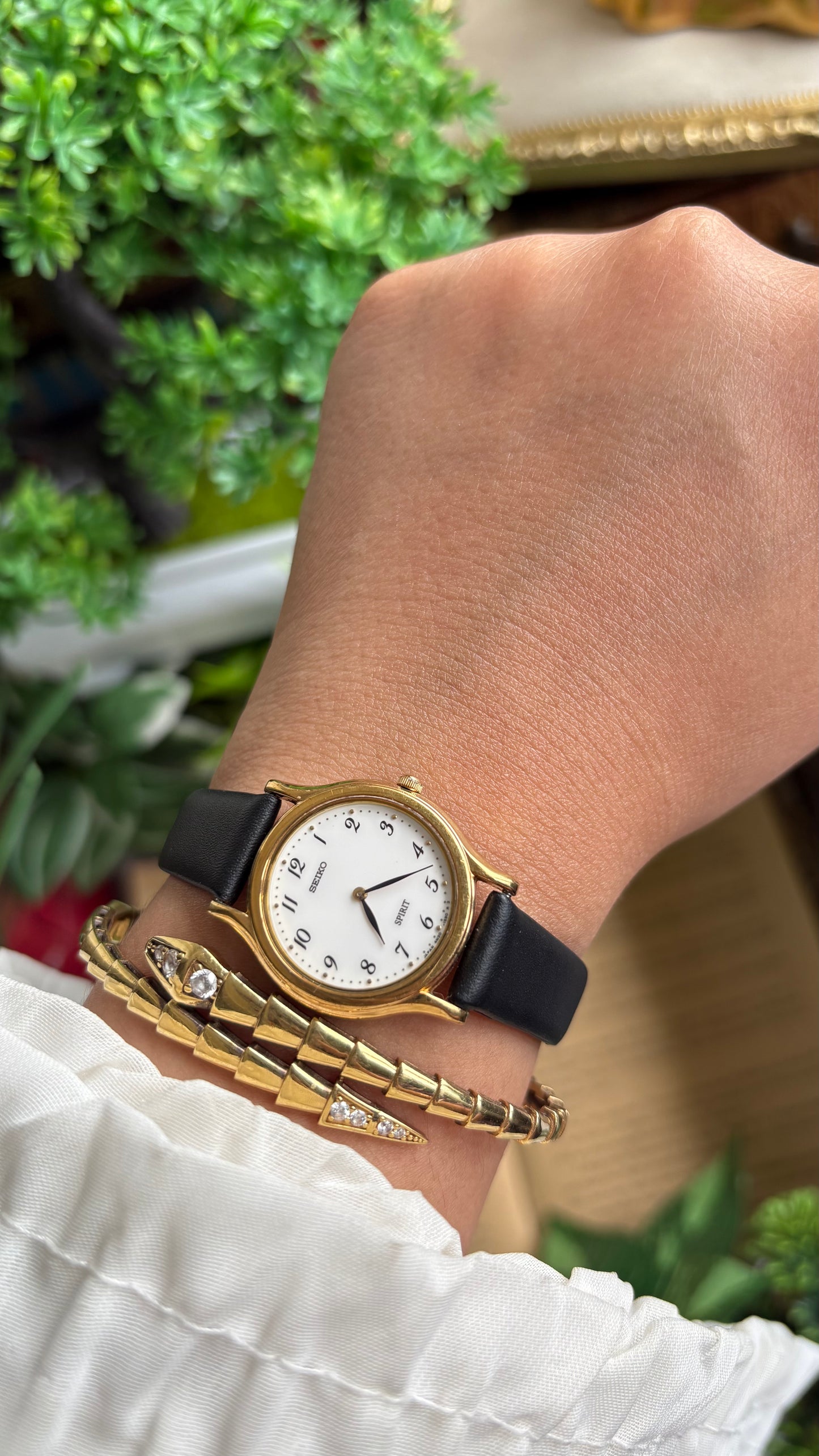 Vintage Seiko Spirit Watch in Black Leather Strap