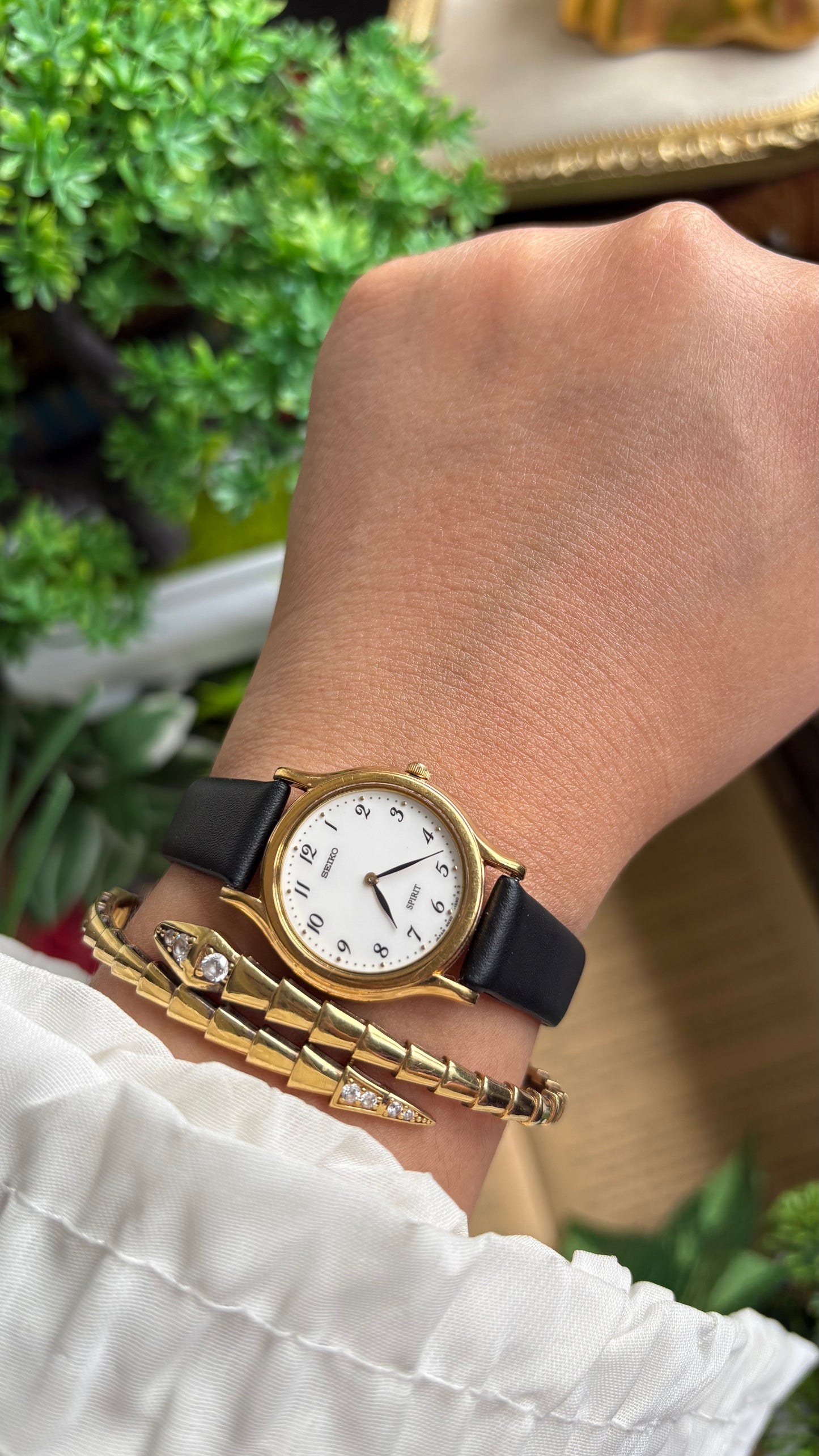 Vintage Seiko Spirit Watch in Black Leather Strap