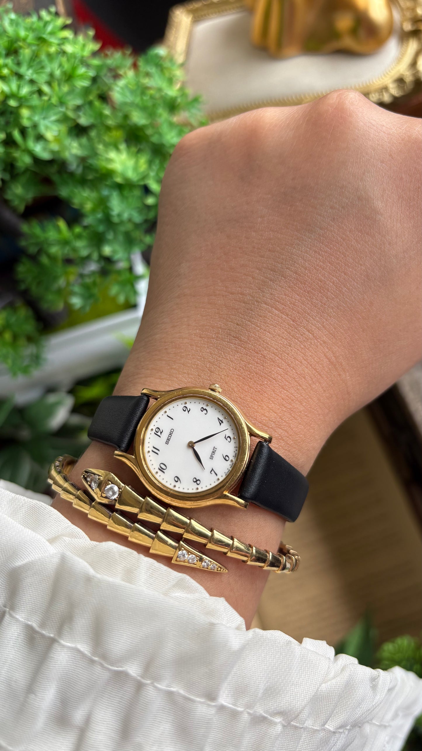 Vintage Seiko Spirit Watch in Black Leather Strap