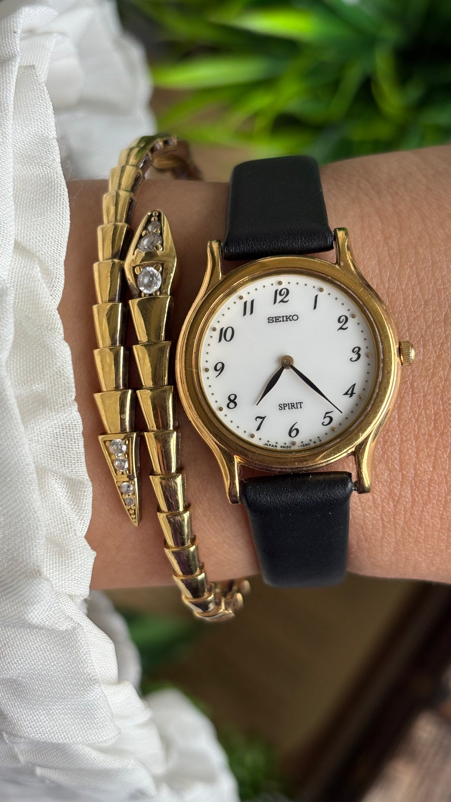 Vintage Seiko Spirit Watch in Black Leather Strap