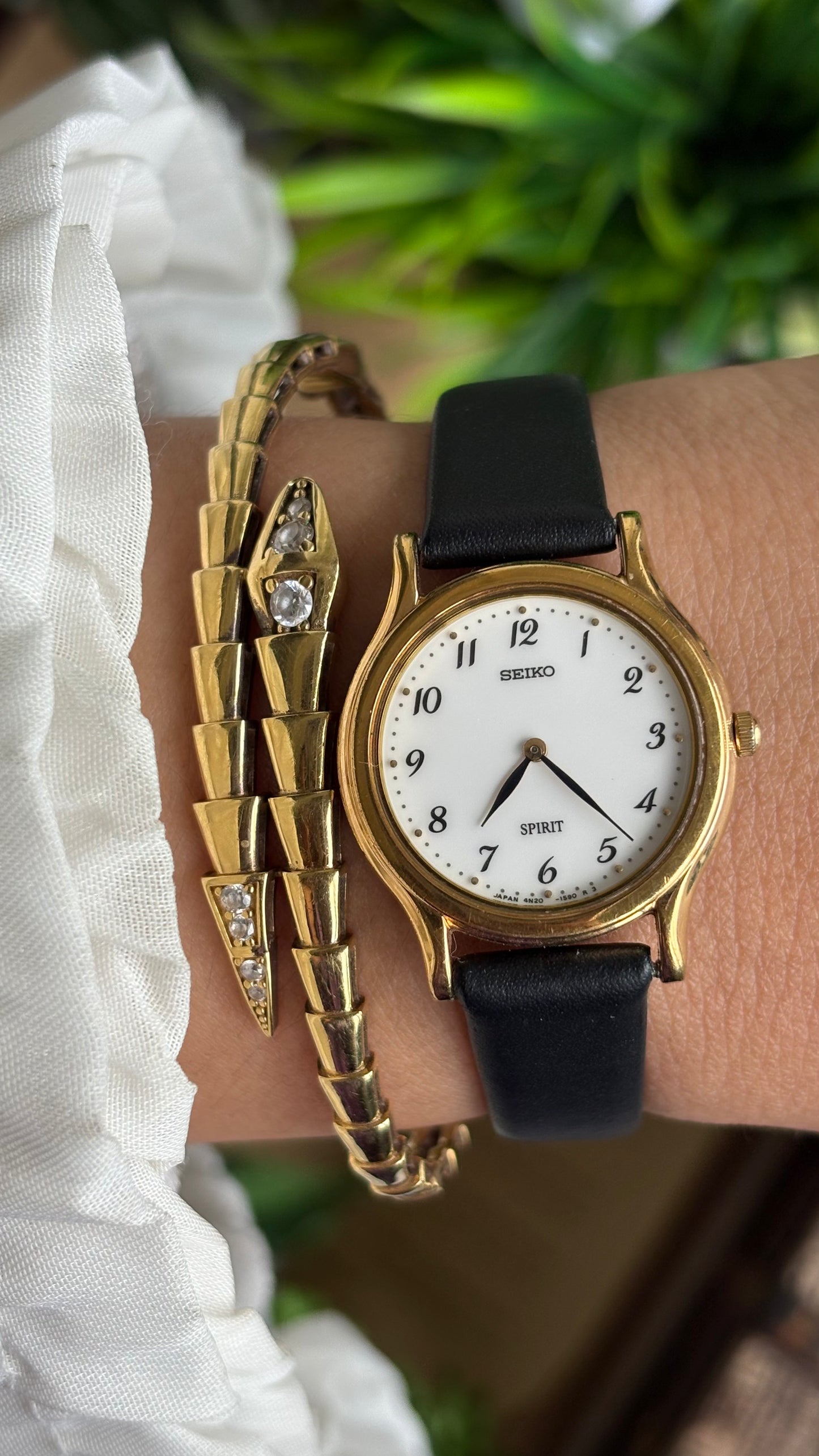 Vintage Seiko Spirit Watch in Black Leather Strap