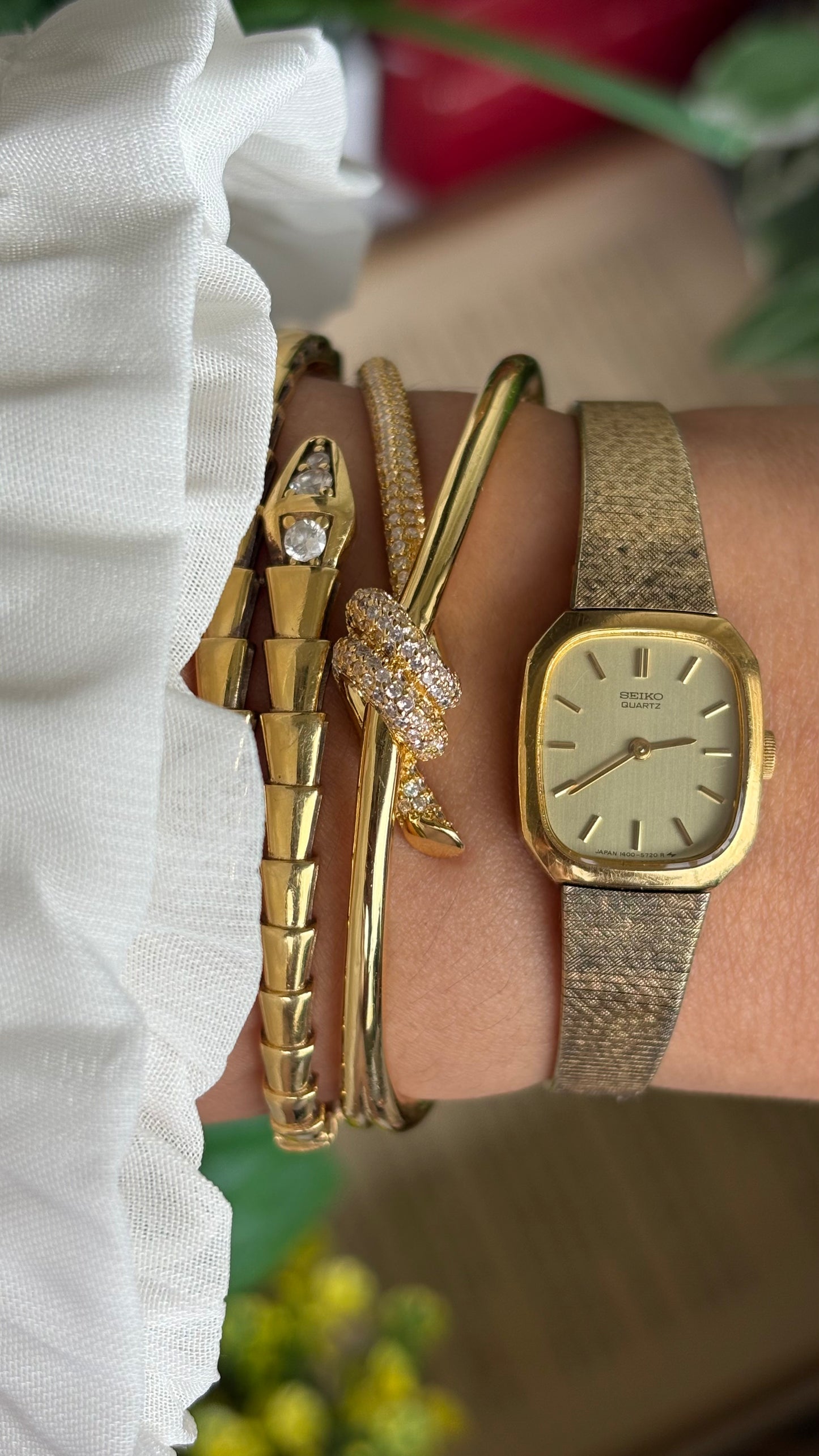 Vintage Seiko Mini Tank Watch in Gold Tone