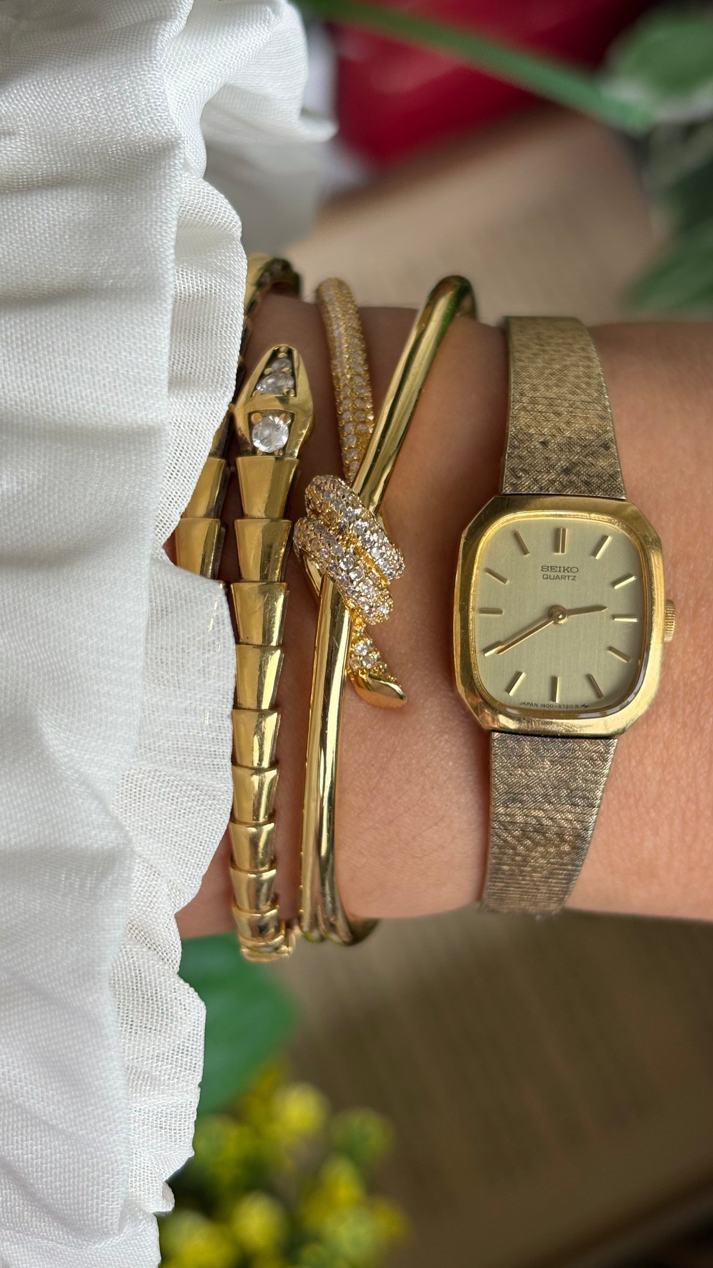Vintage Seiko Mini Tank Watch in Gold Tone