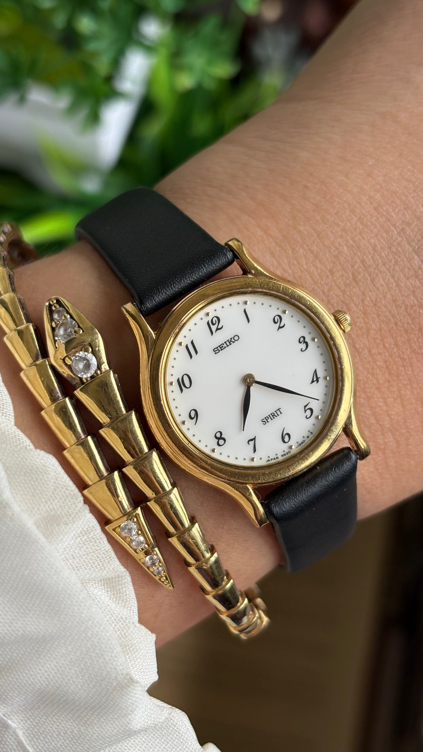 Vintage Seiko Spirit Watch in Black Leather Strap