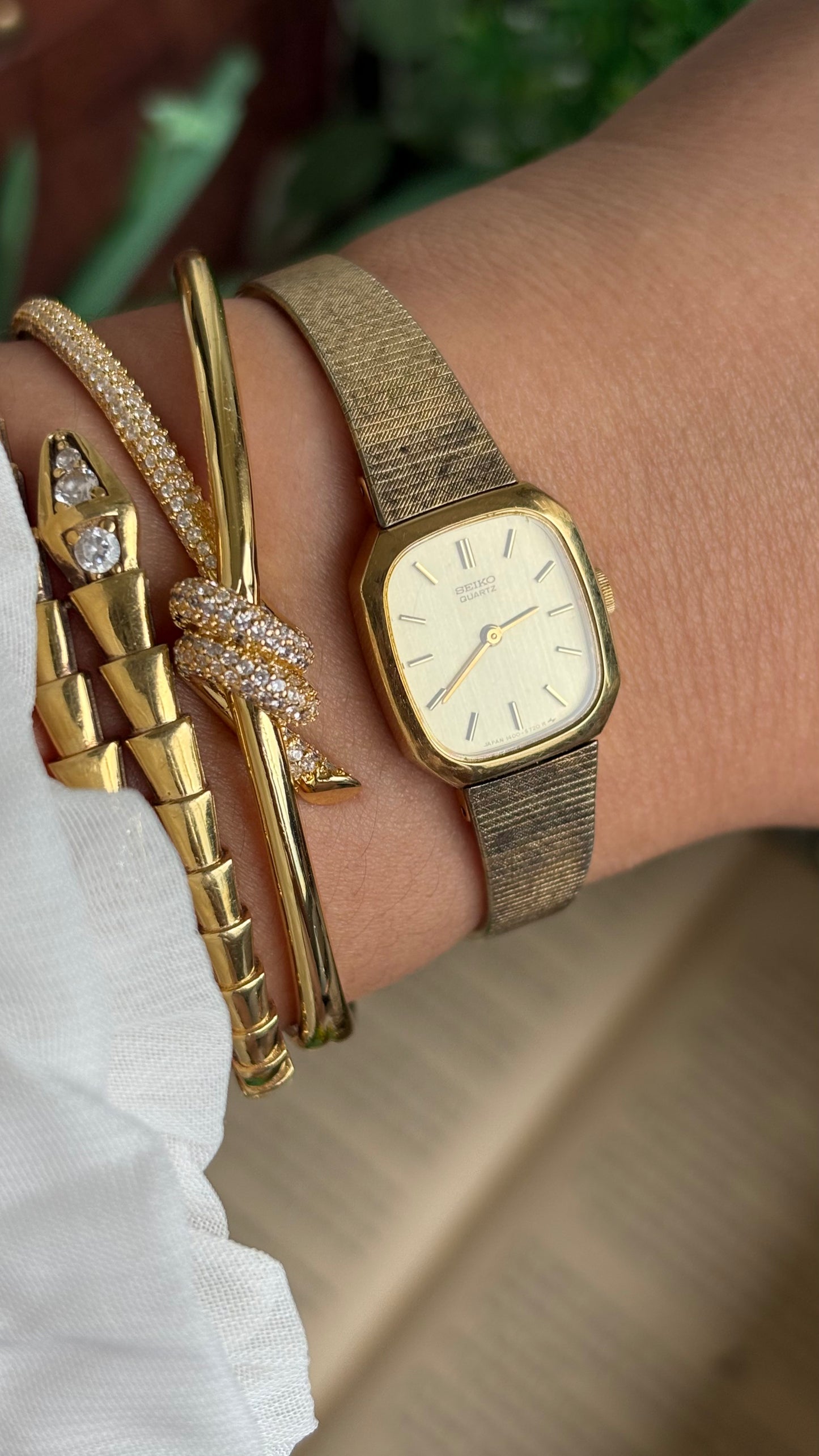 Vintage Seiko Mini Tank Watch in Gold Tone