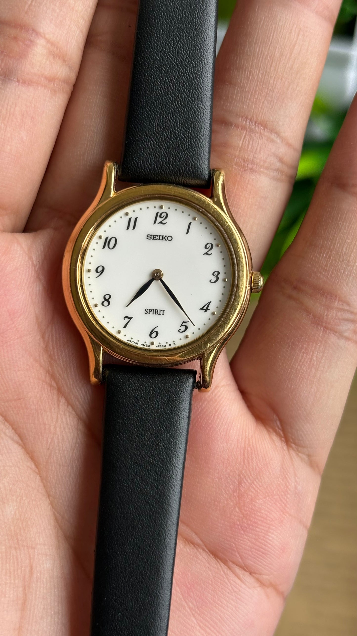 Vintage Seiko Spirit Watch in Black Leather Strap