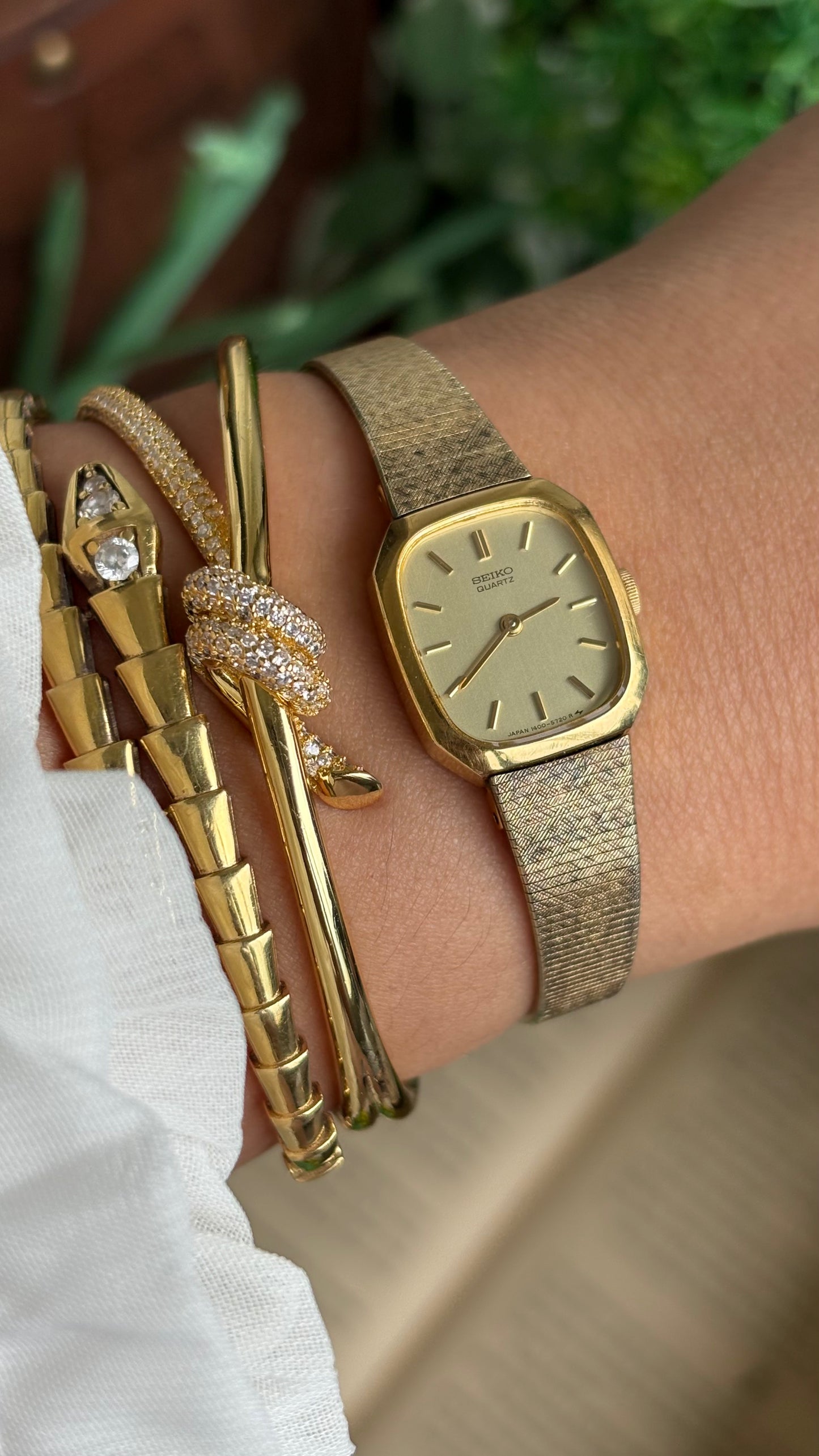 Vintage Seiko Mini Tank Watch in Gold Tone