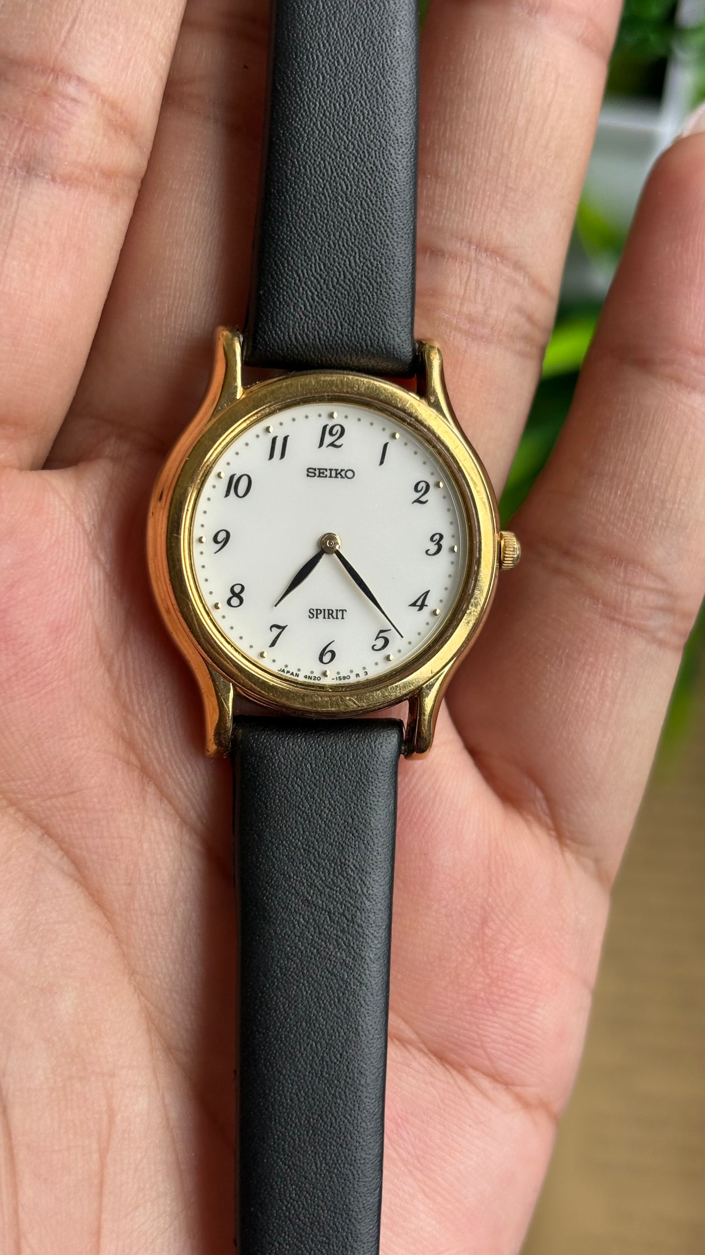Vintage Seiko Spirit Watch in Black Leather Strap