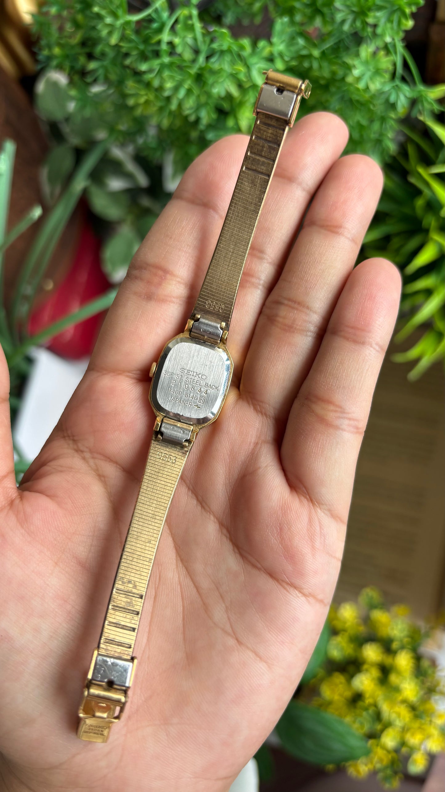 Vintage Seiko Mini Tank Watch in Gold Tone