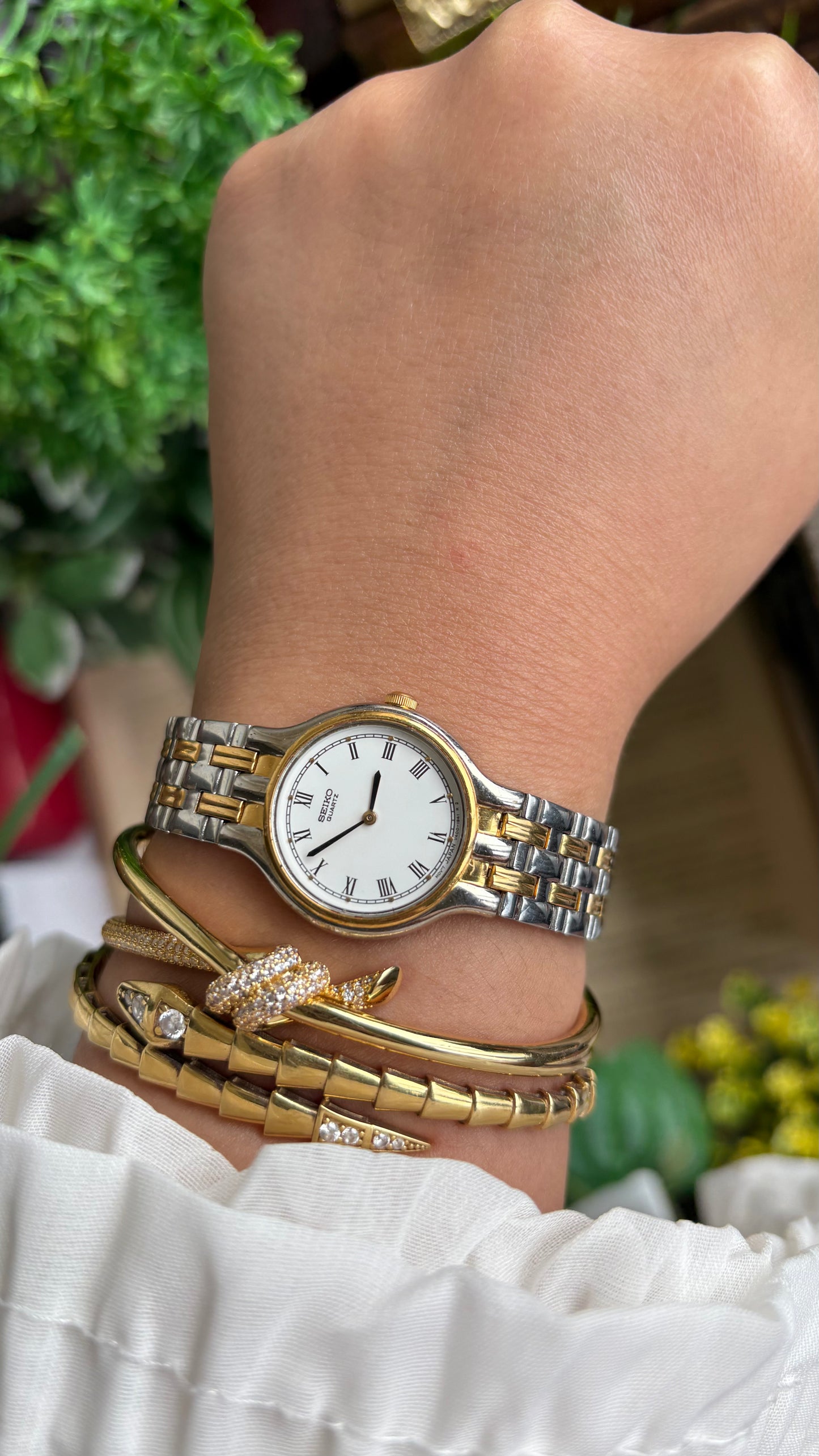 Vintage Seiko Classic Watch in Two-Tone Roman Dial