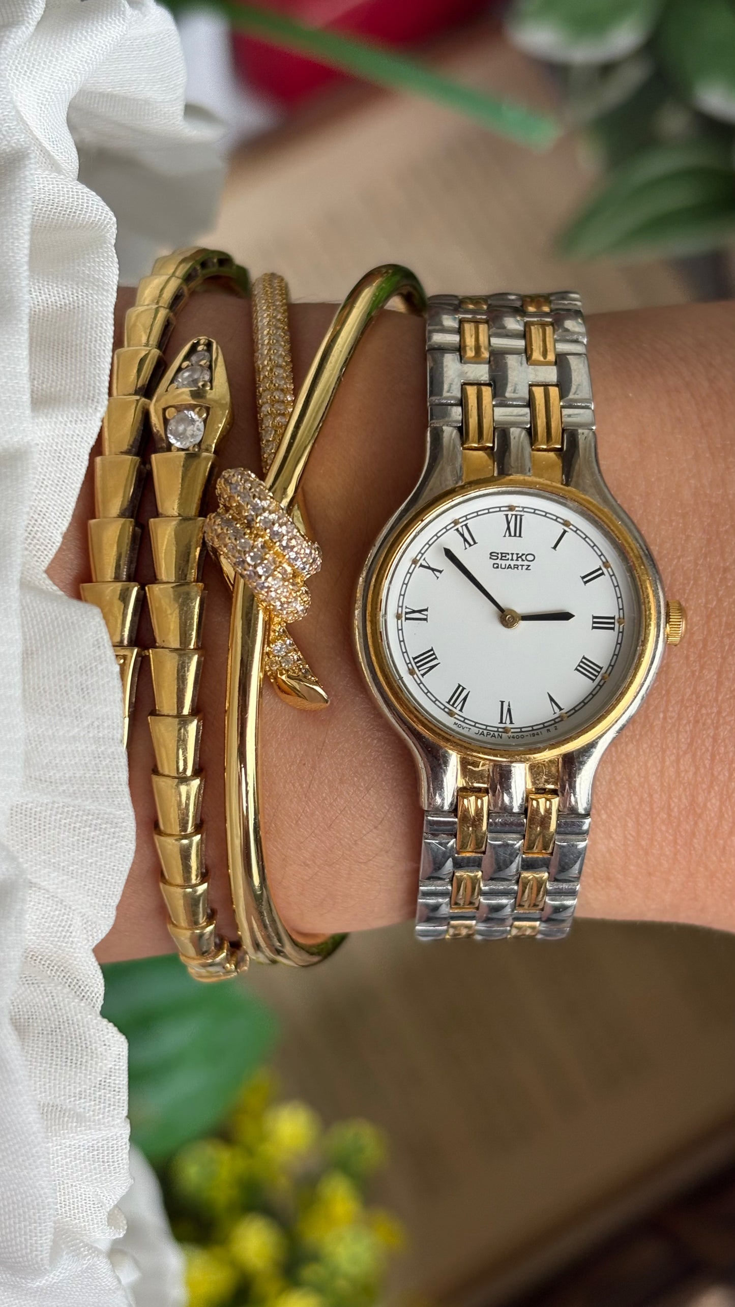 Vintage Seiko Classic Watch in Two-Tone Roman Dial
