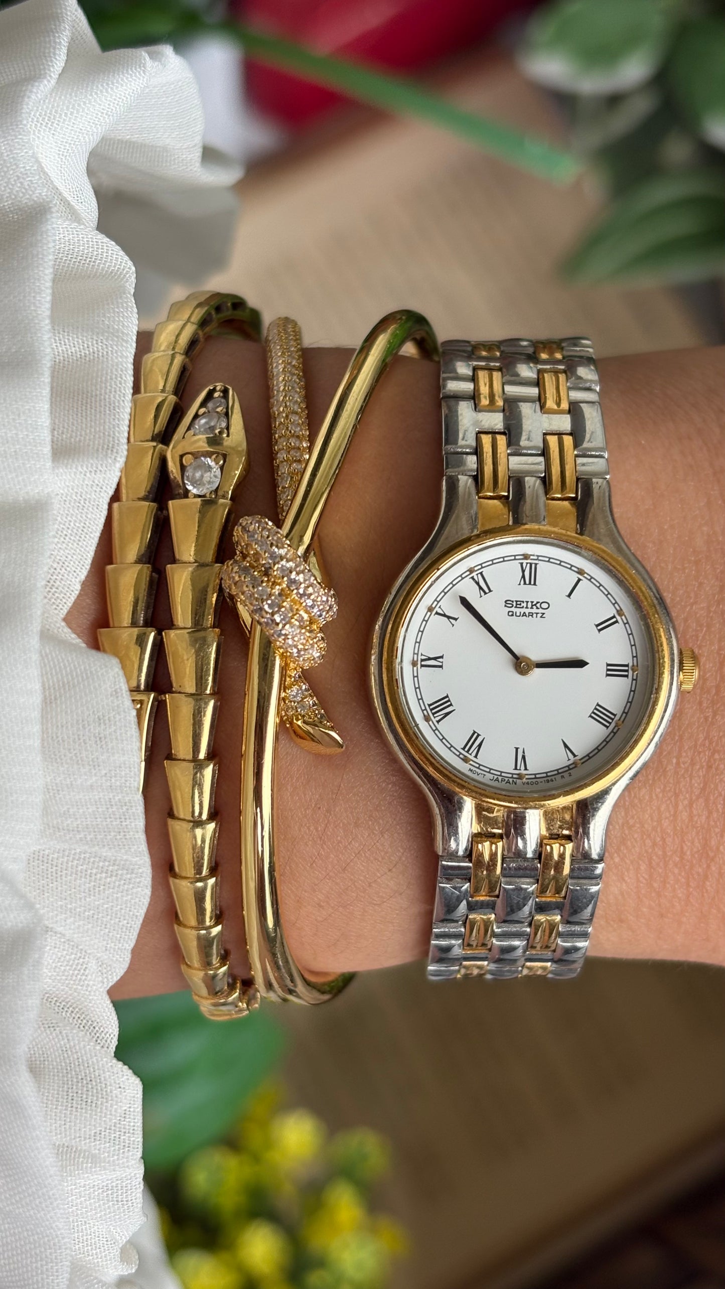Vintage Seiko Classic Watch in Two-Tone Roman Dial