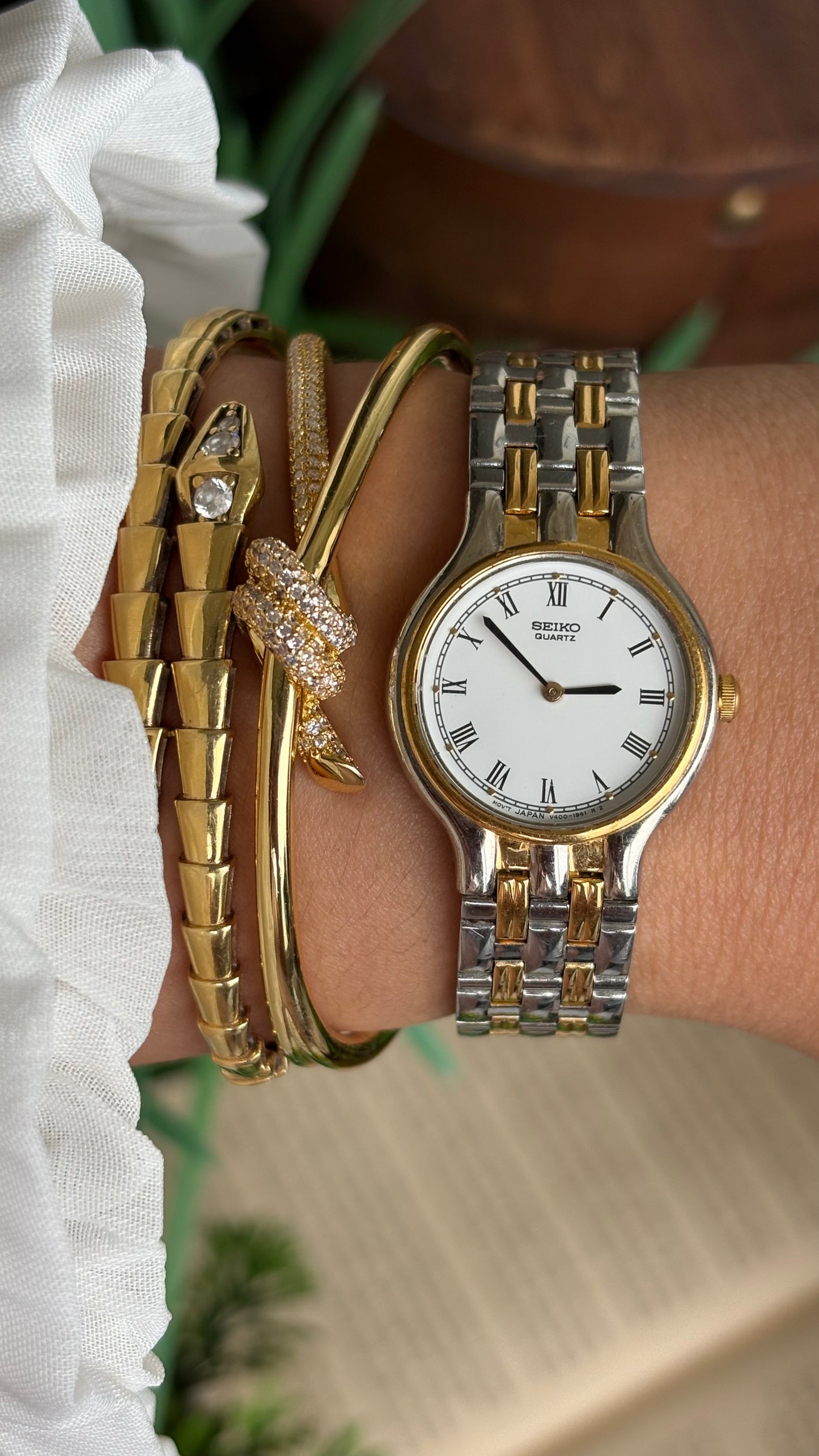 Vintage Seiko Classic Watch in Two-Tone Roman Dial
