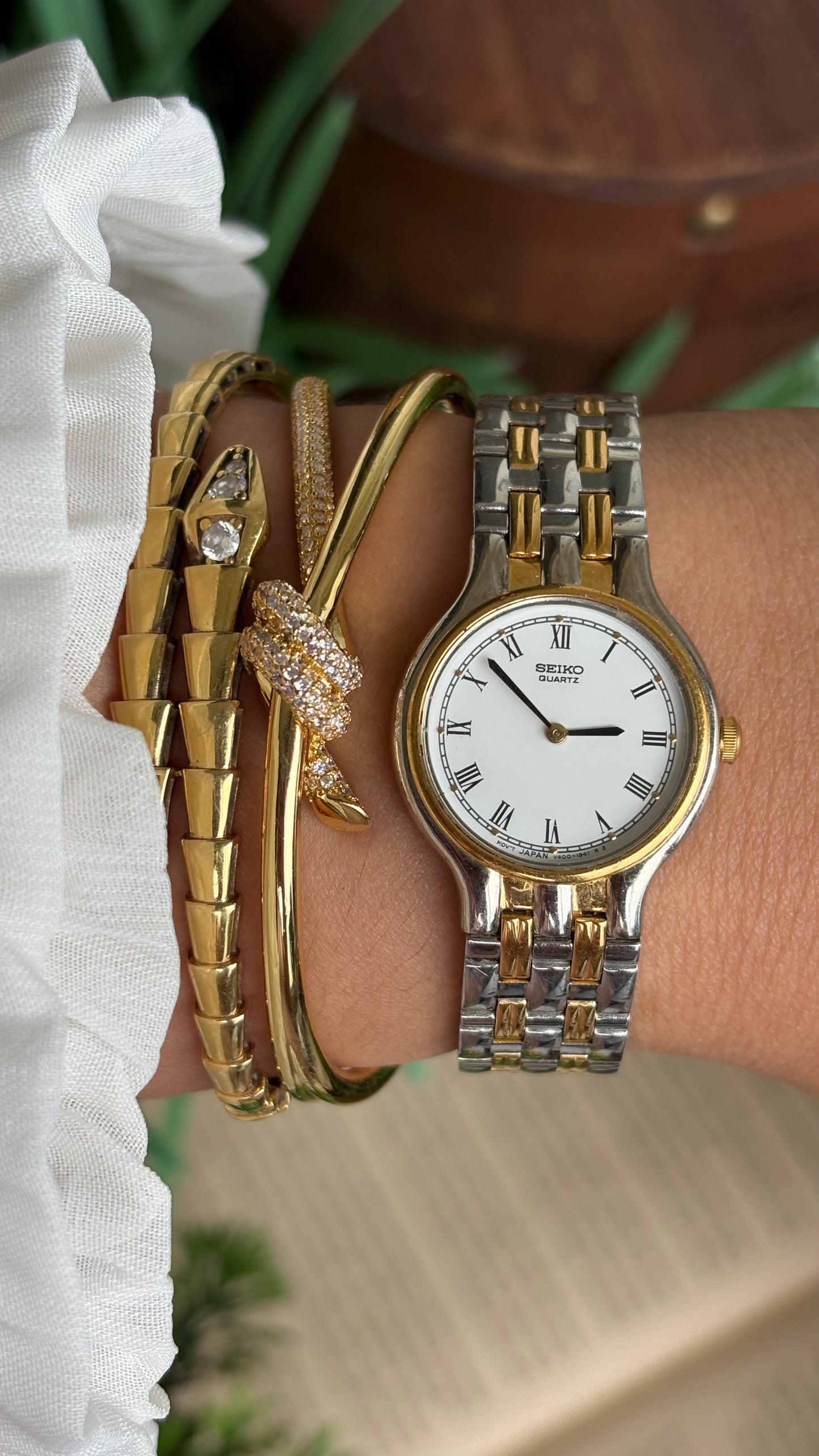 Vintage Seiko Classic Watch in Two-Tone Roman Dial