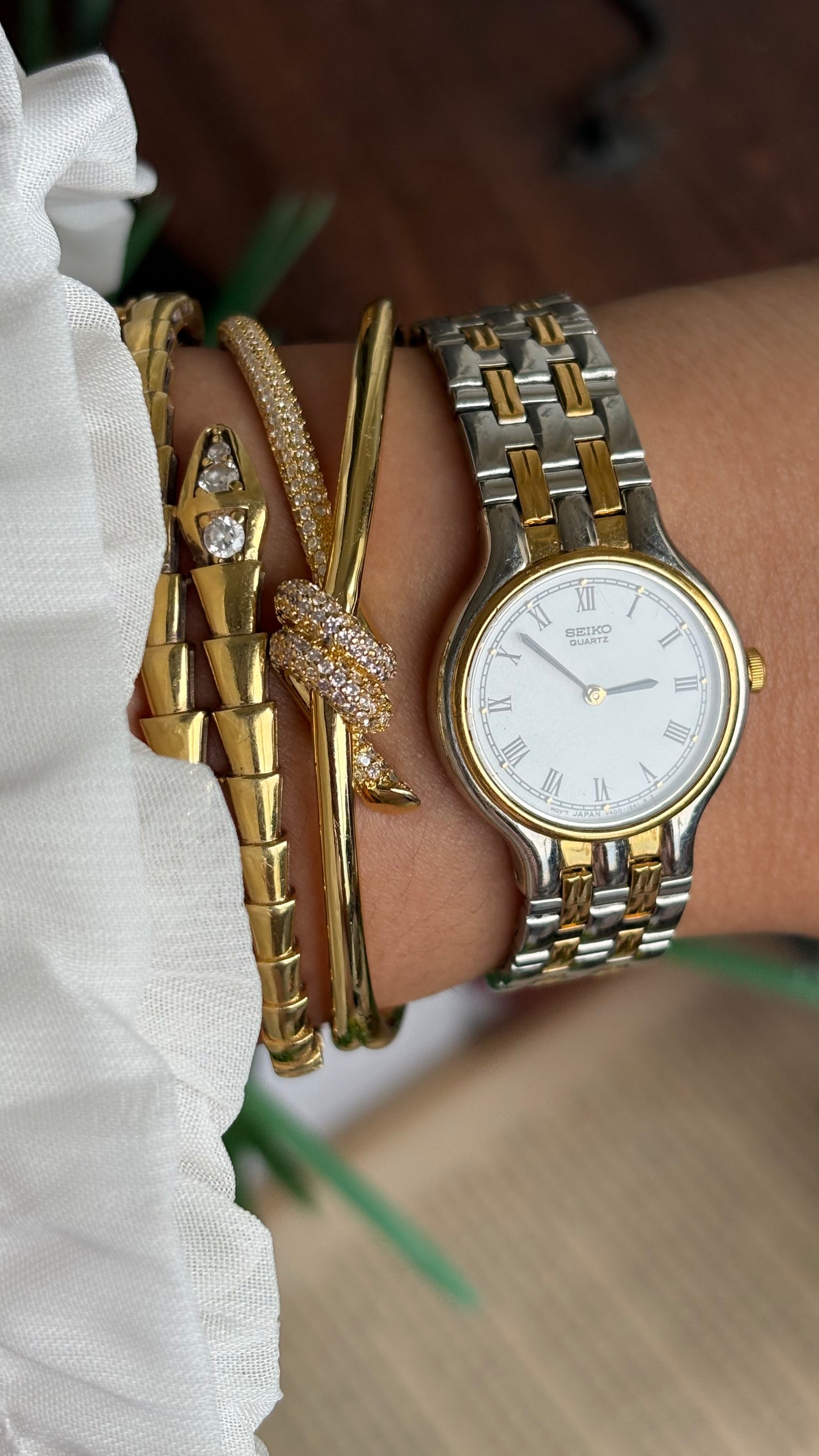 Vintage Seiko Classic Watch in Two-Tone Roman Dial