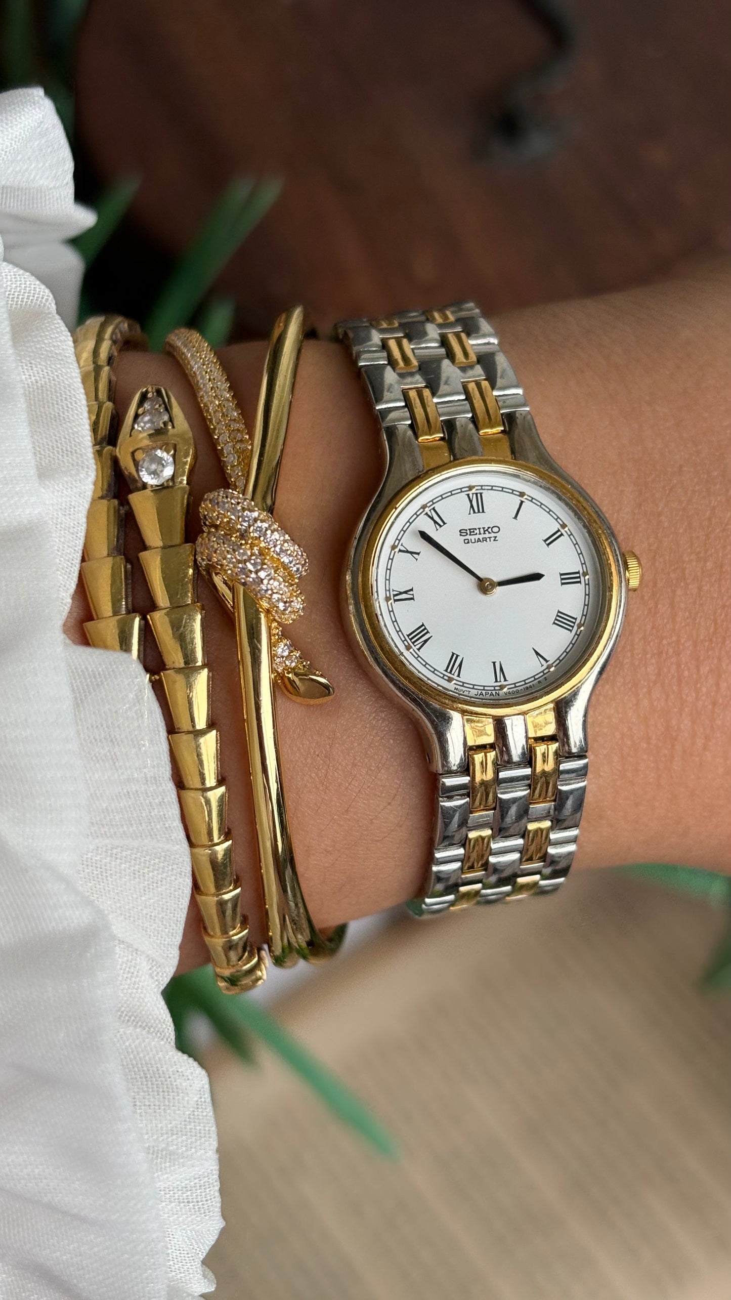 Vintage Seiko Classic Watch in Two-Tone Roman Dial