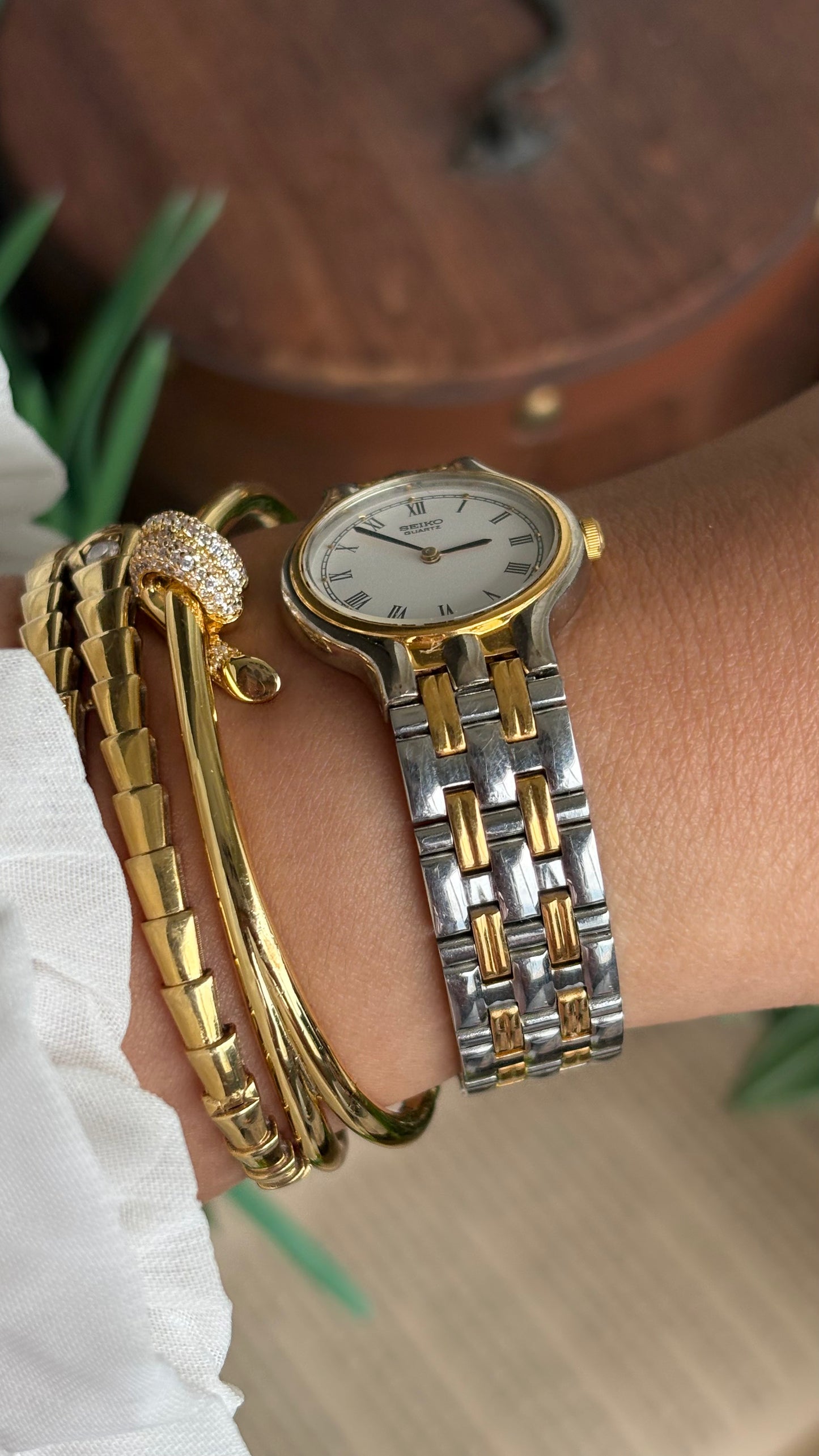 Vintage Seiko Classic Watch in Two-Tone Roman Dial