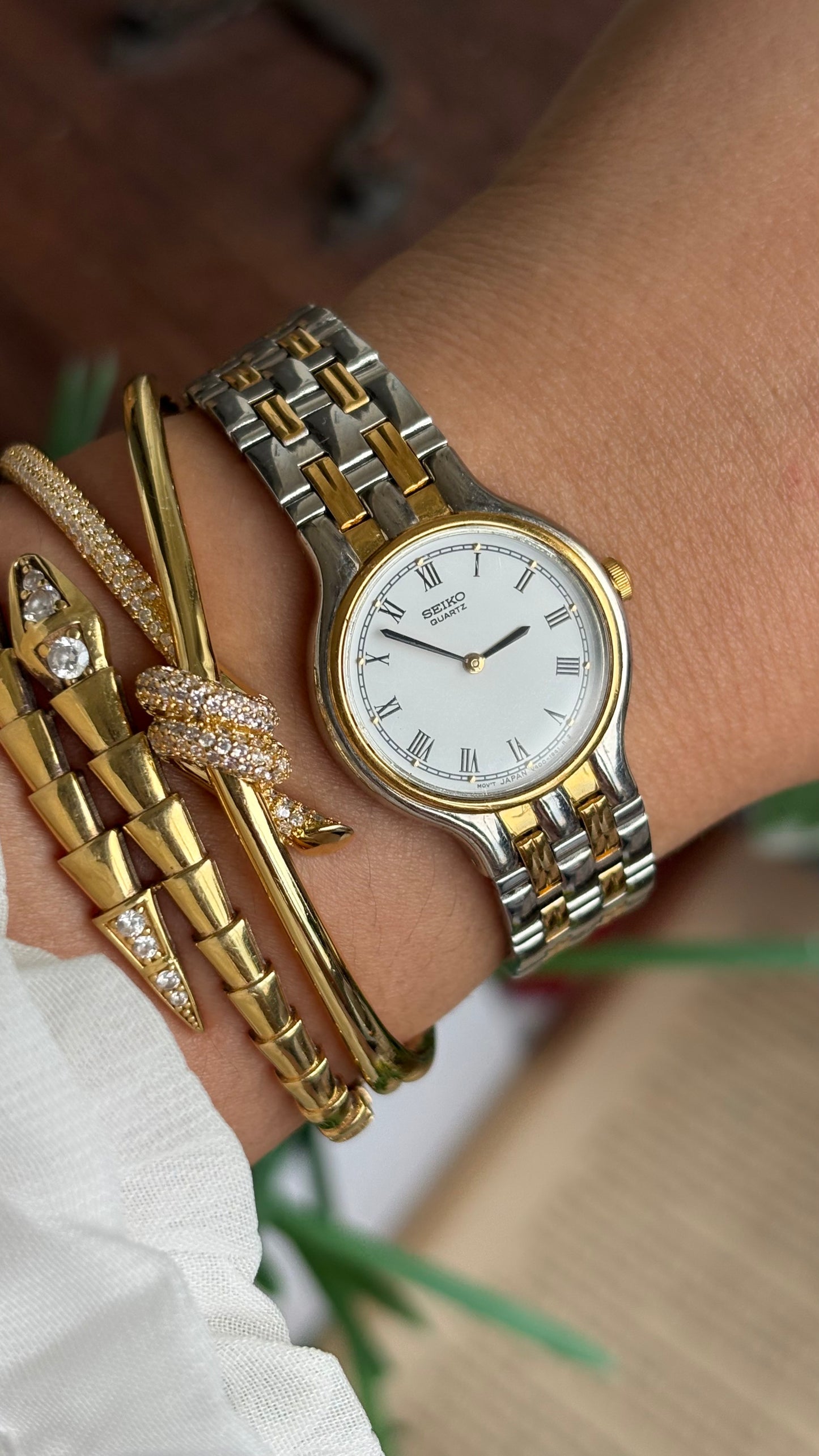 Vintage Seiko Classic Watch in Two-Tone Roman Dial