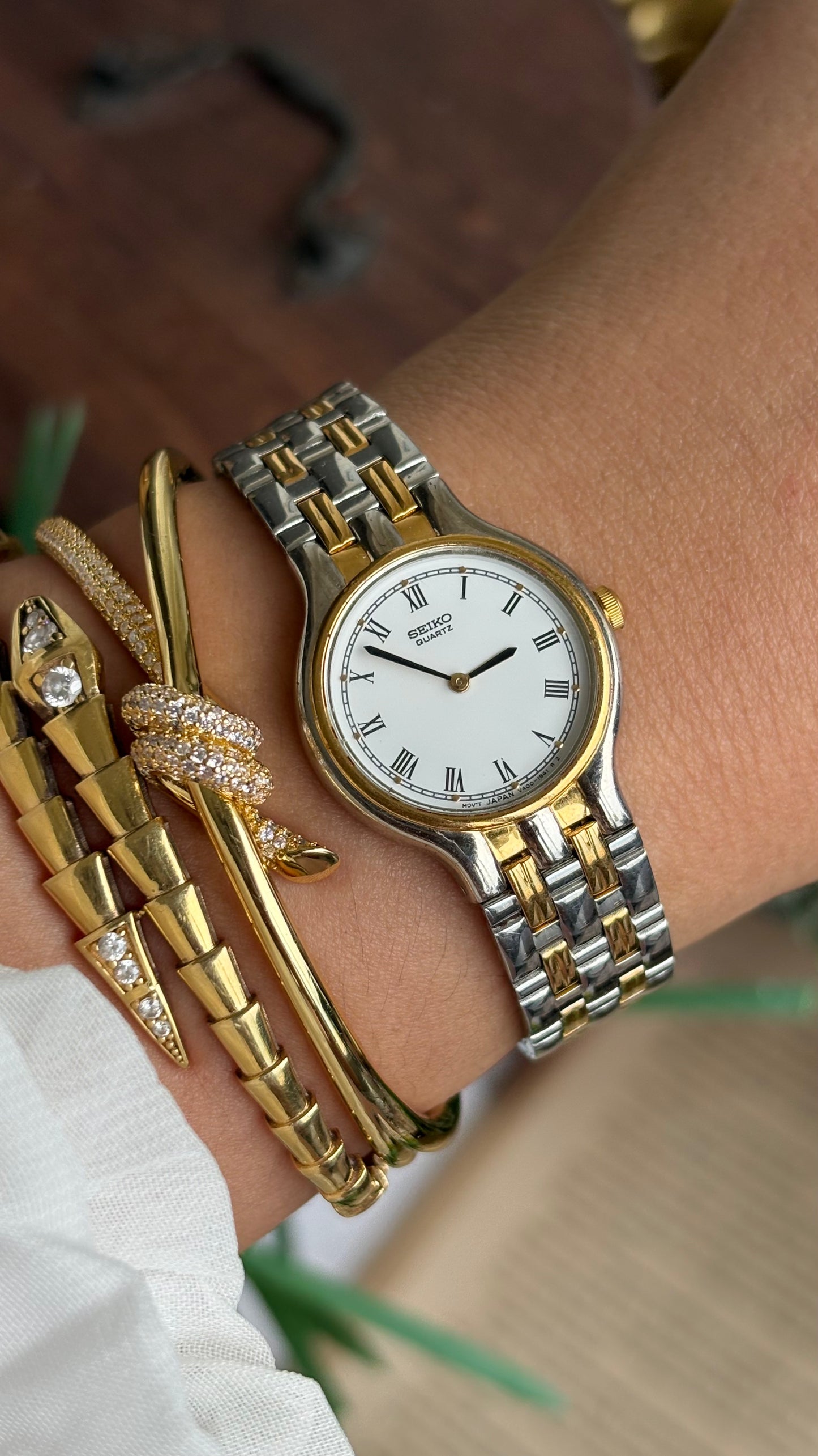 Vintage Seiko Classic Watch in Two-Tone Roman Dial