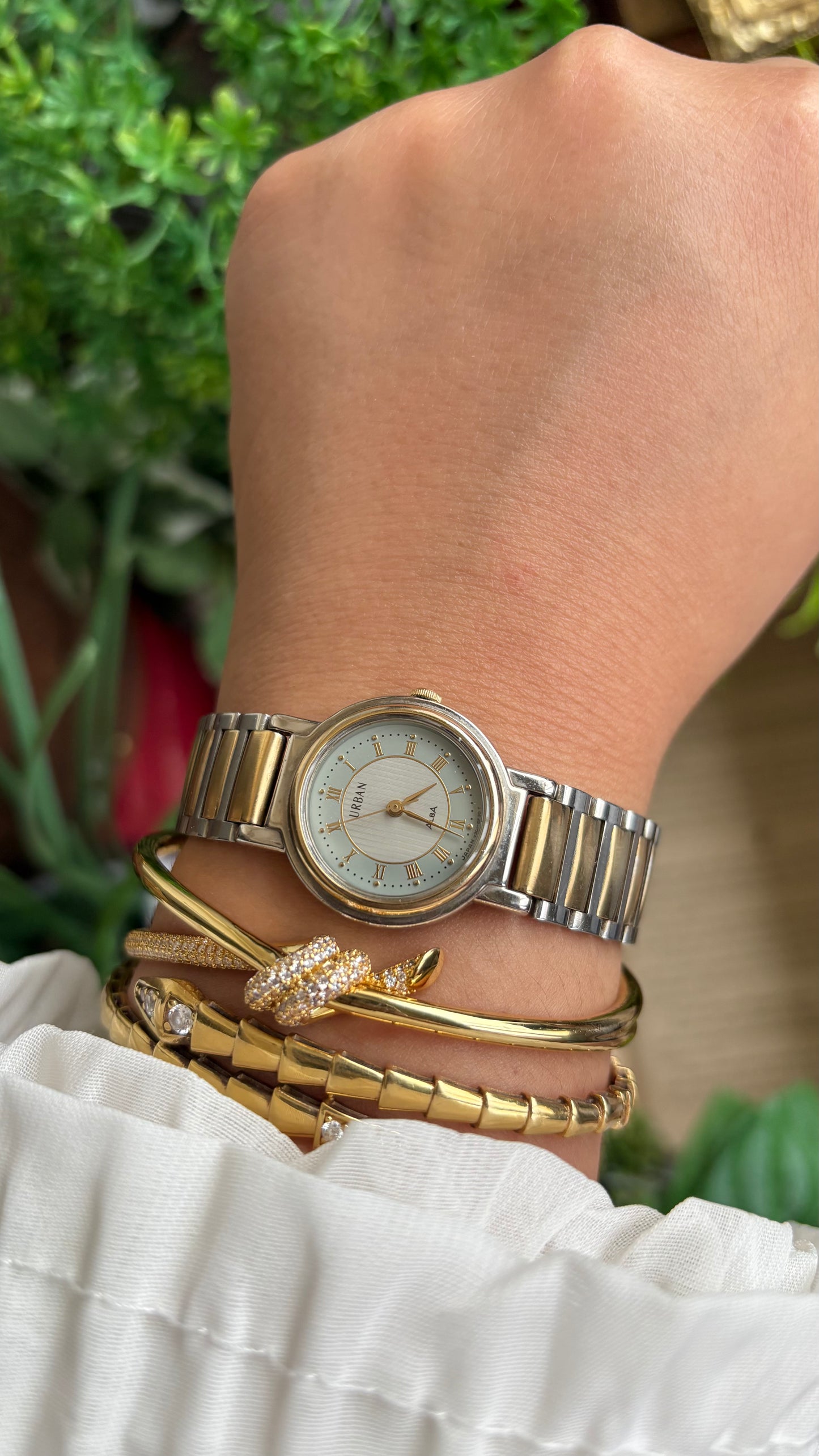 Vintage Urban Alba Seiko Watch in Two-Tone Beautiful Light Blue Dial