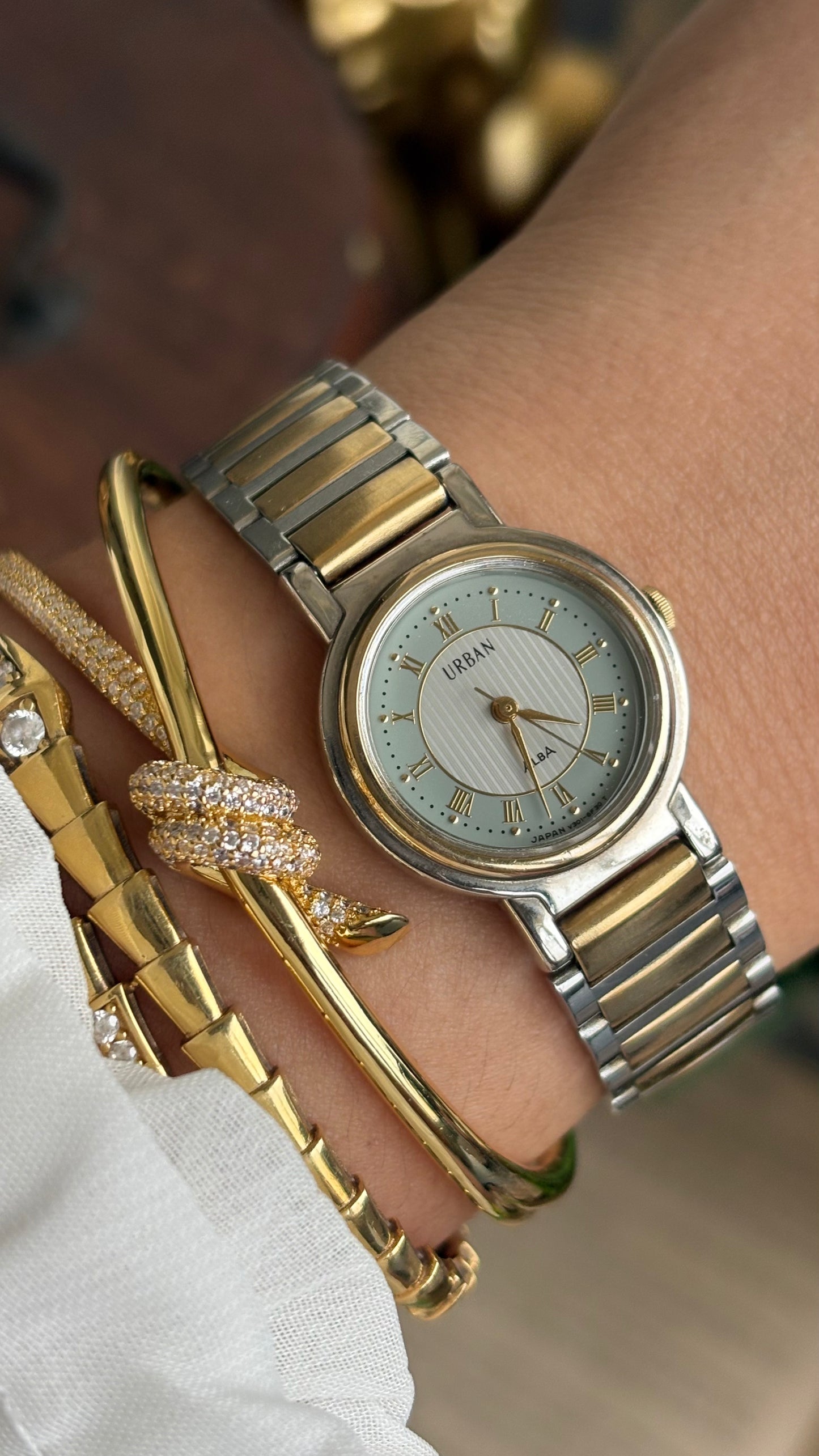 Vintage Urban Alba Seiko Watch in Two-Tone Beautiful Light Blue Dial