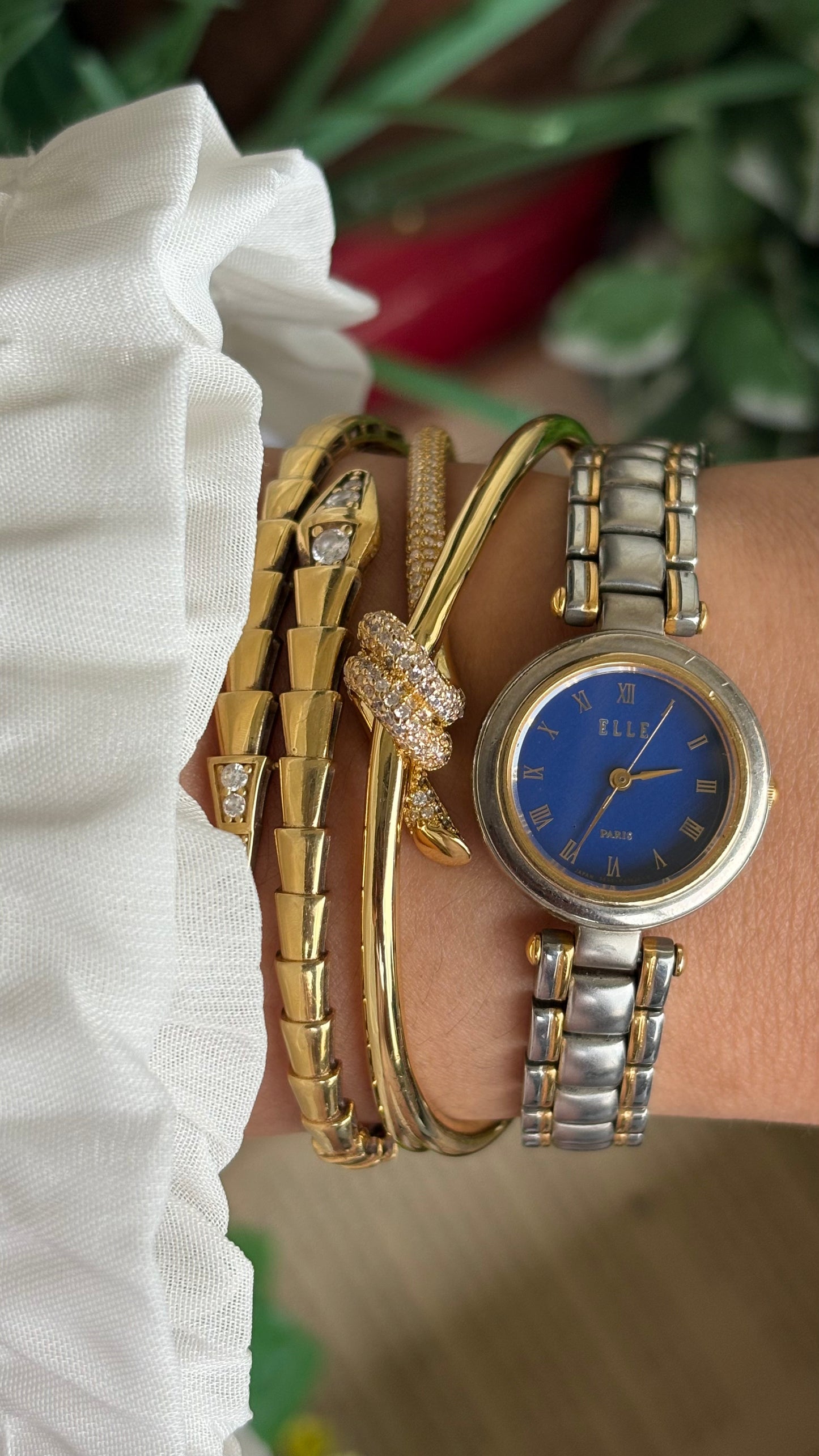 Vintage Elle Paris Watch in Two-Tone Blue Dial