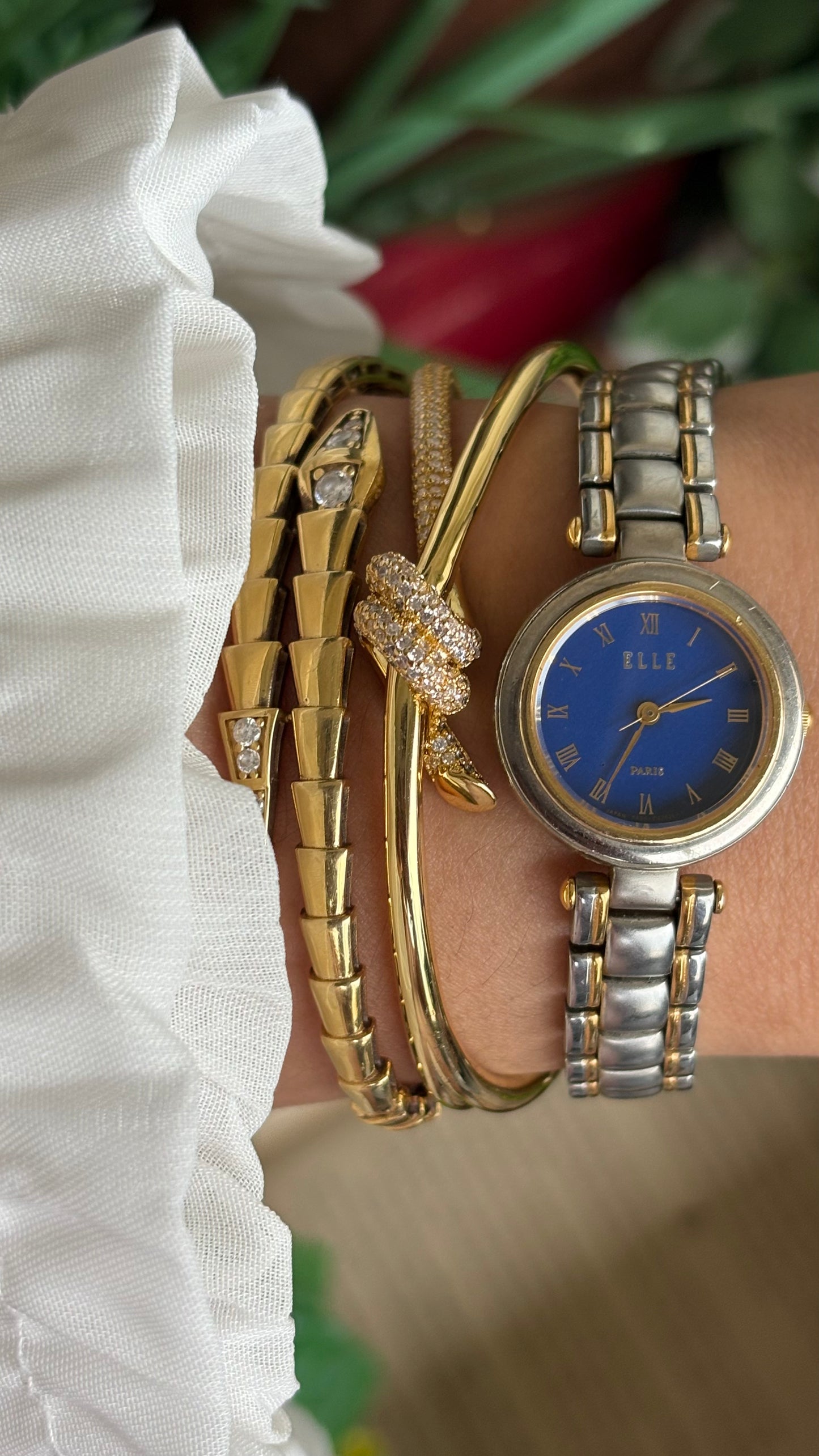 Vintage Elle Paris Watch in Two-Tone Blue Dial